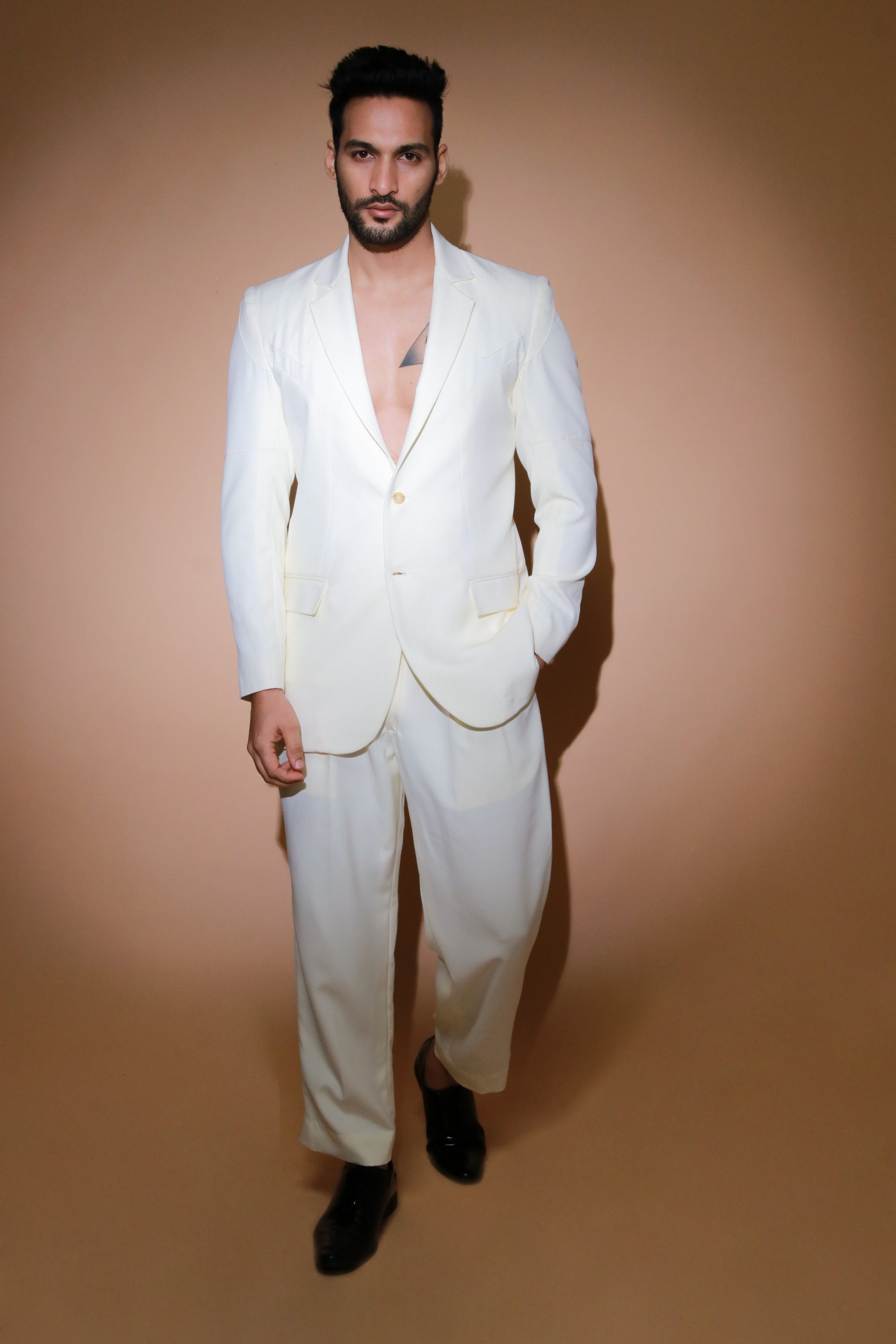 Off white co-ord set with self stitching panels