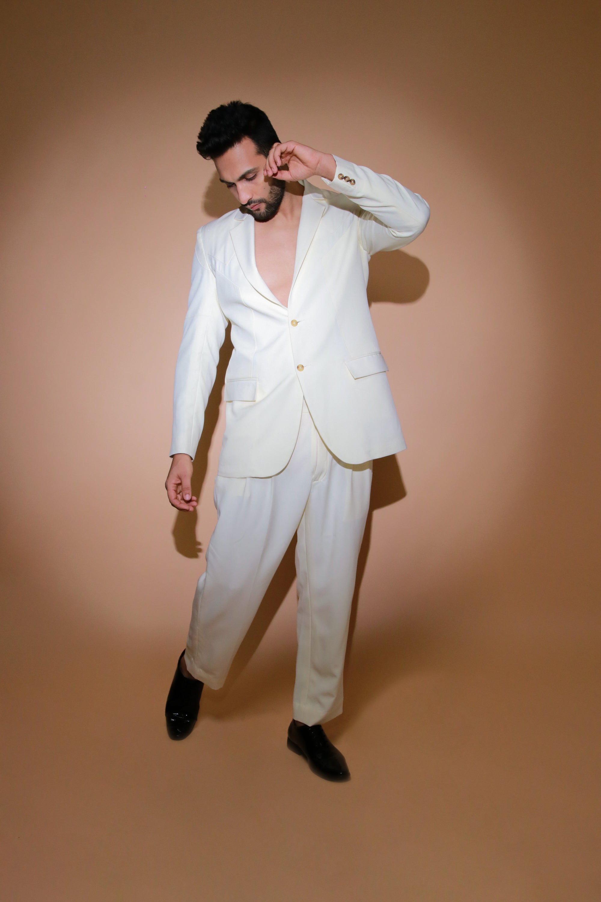 Off white co-ord set with self stitching panels