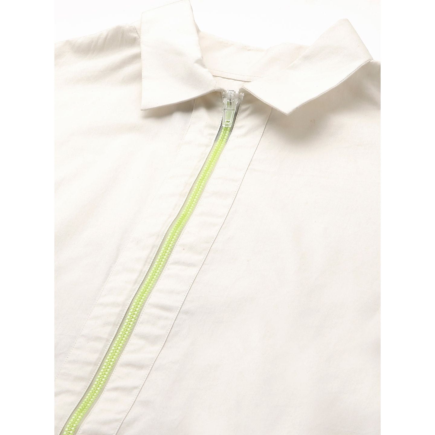 Embellished white shirt with zip