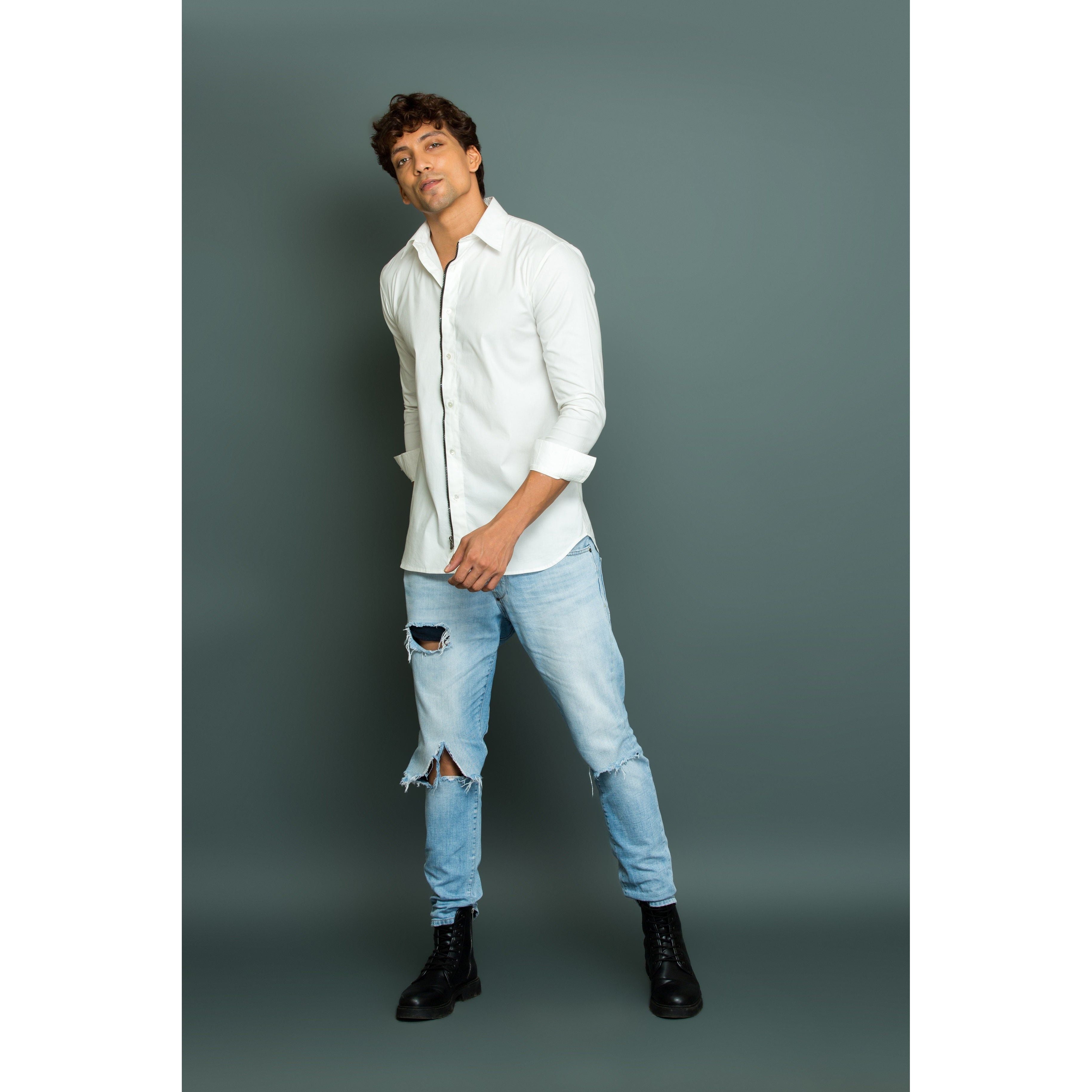 White shirt with zipper