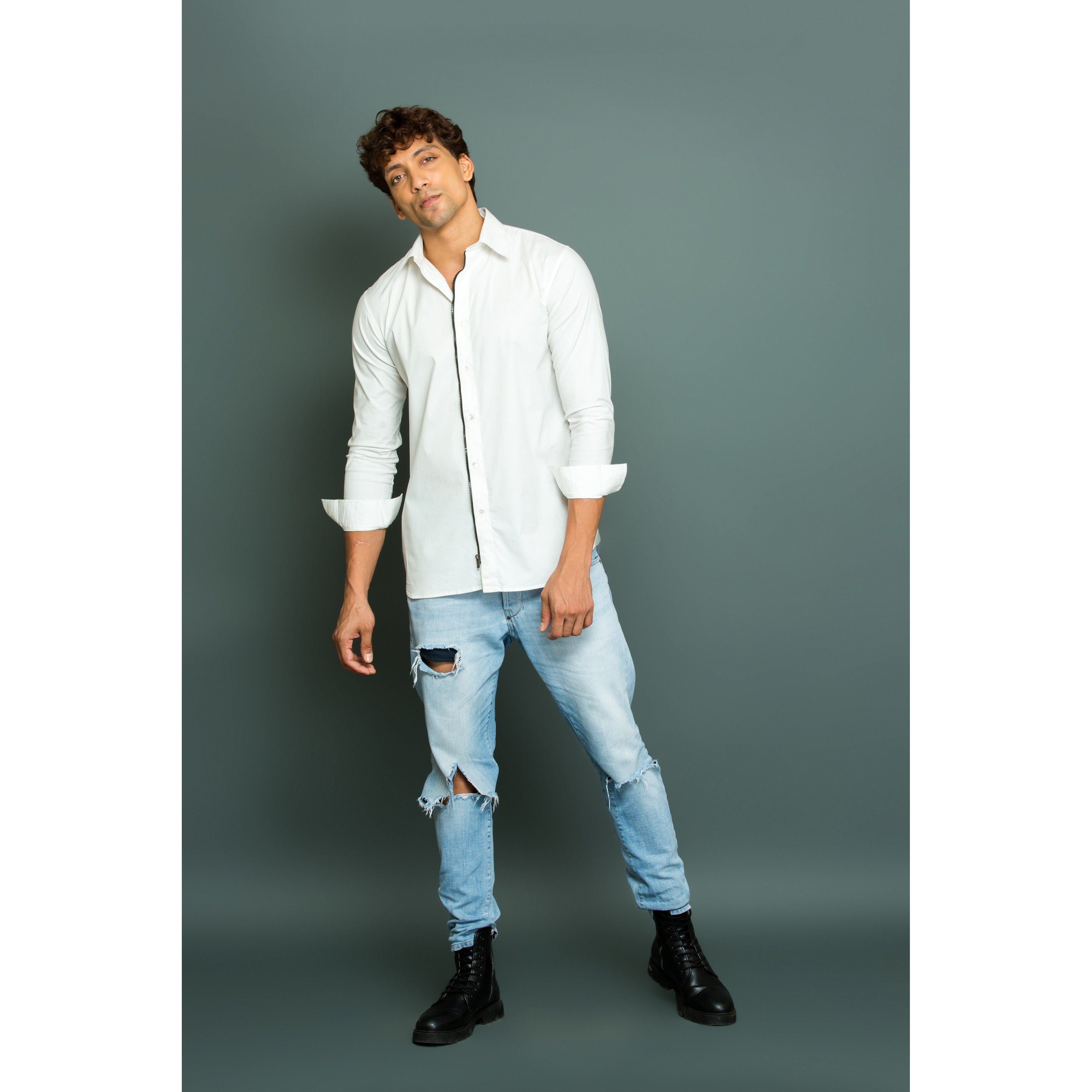 White shirt with zipper