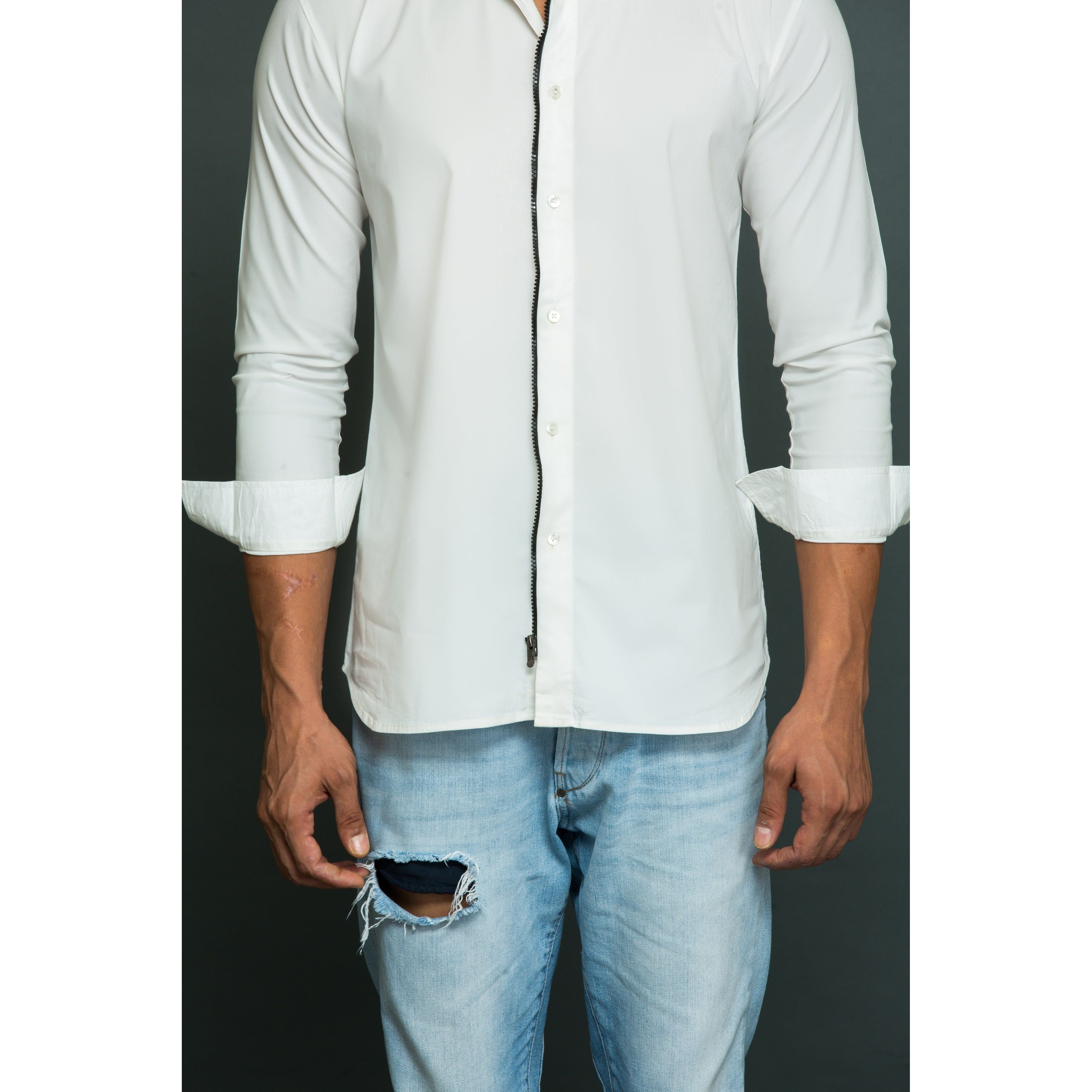 White shirt with zipper