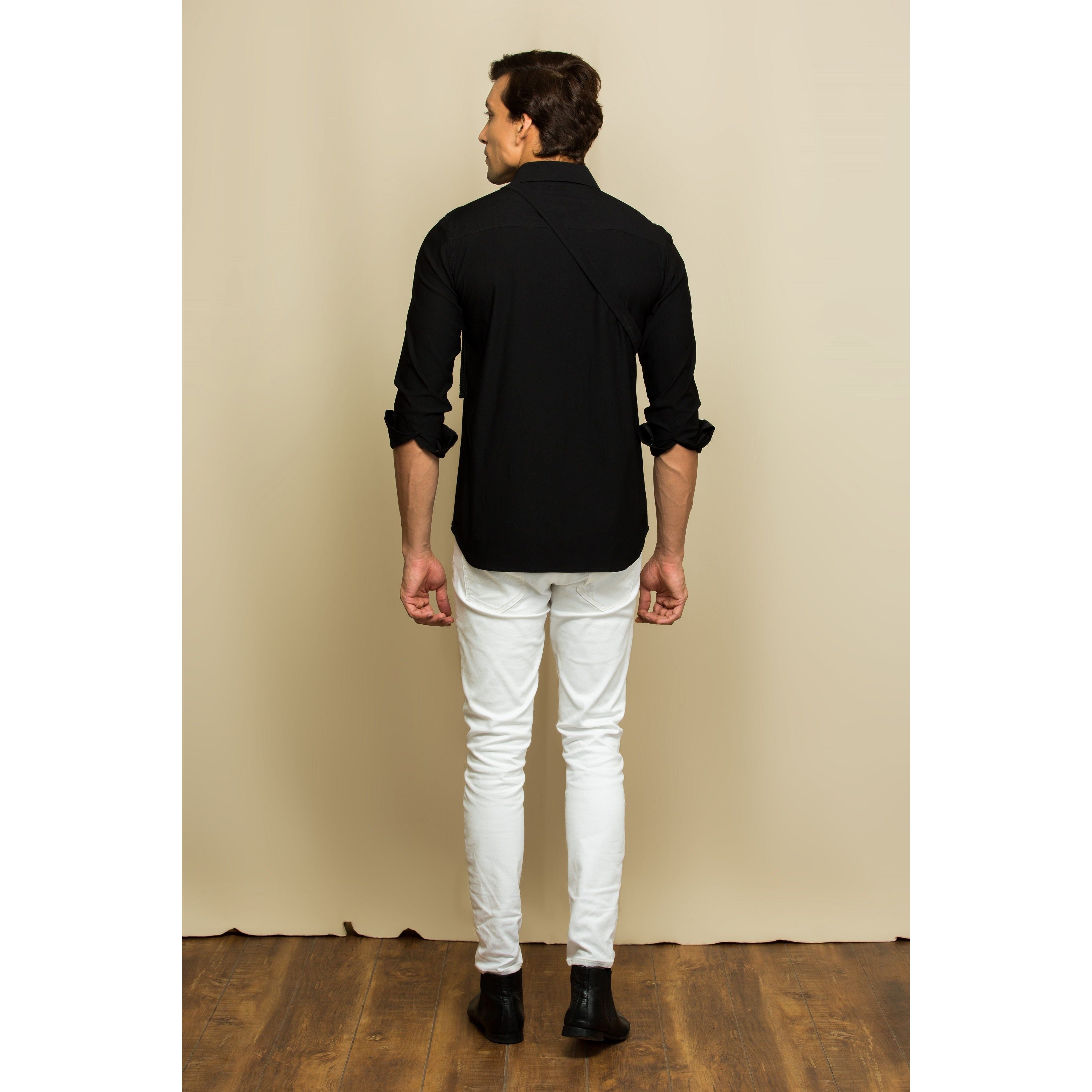 Harness buckle black shirt