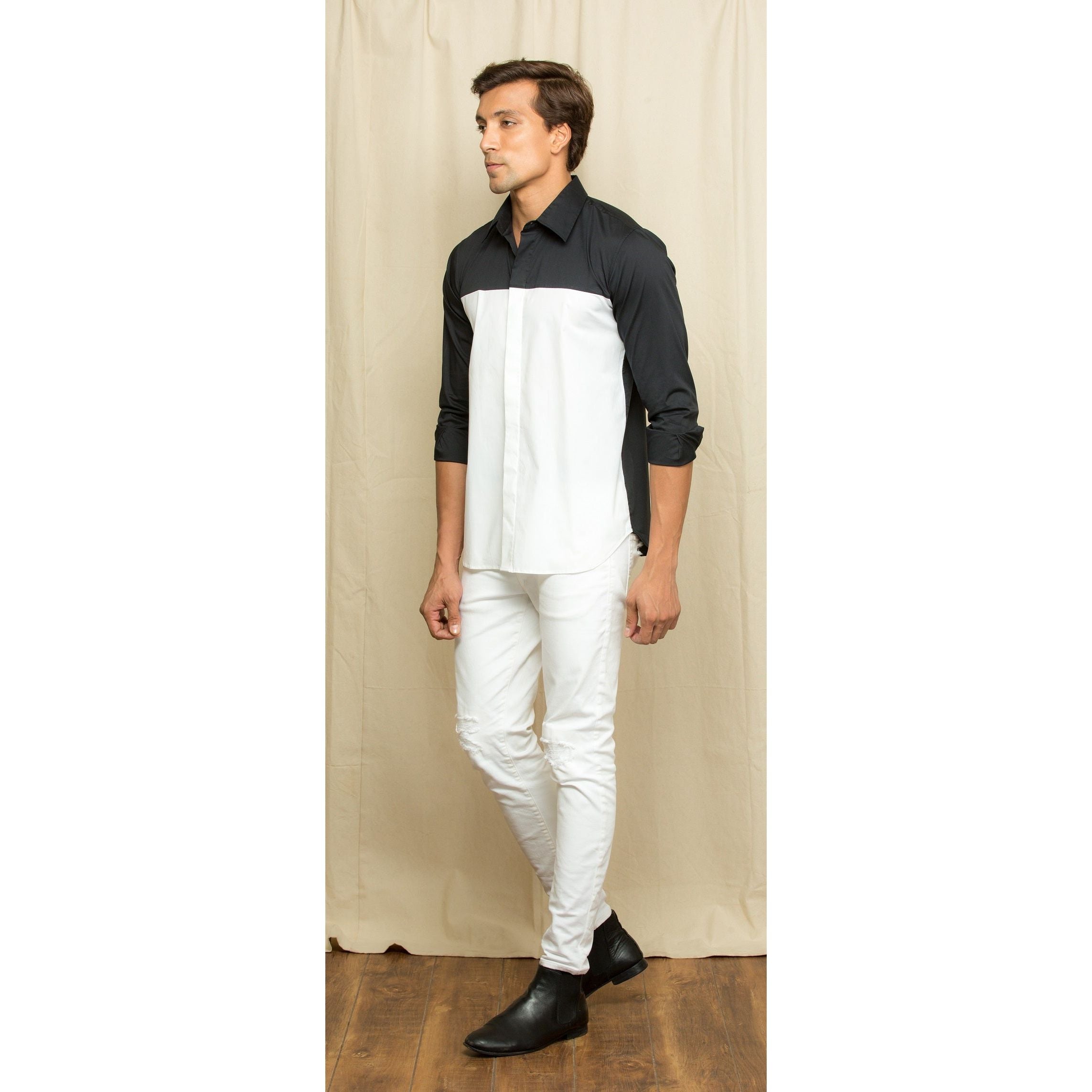 Shirt with below collar/ placket / pocket