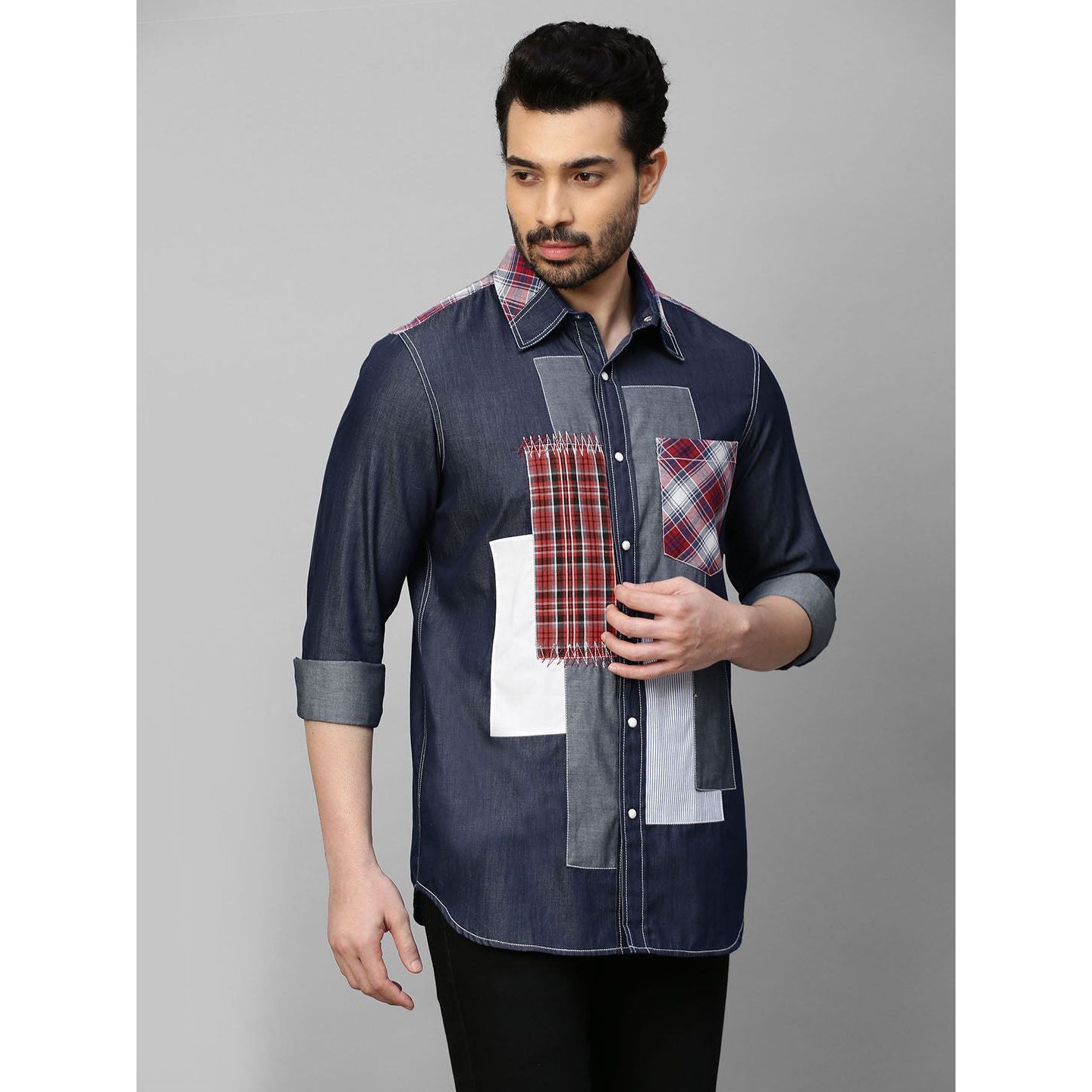 Denim patchwork shirt