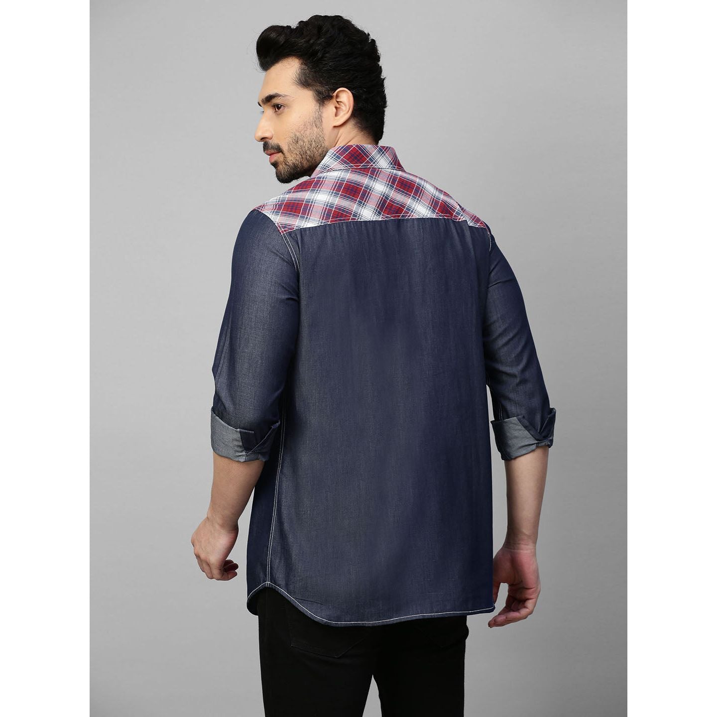 Denim patchwork shirt