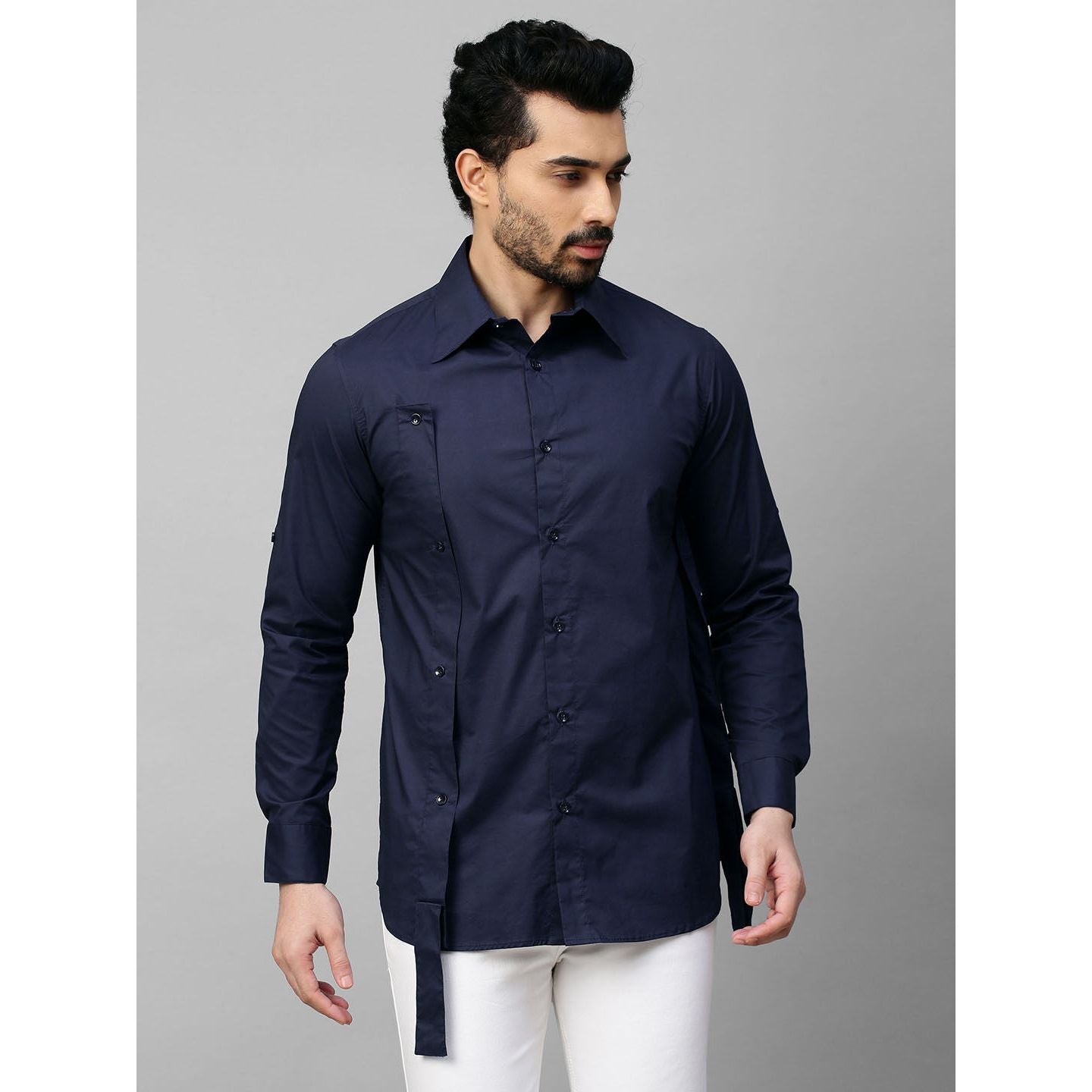 Dark blue shirt double placket