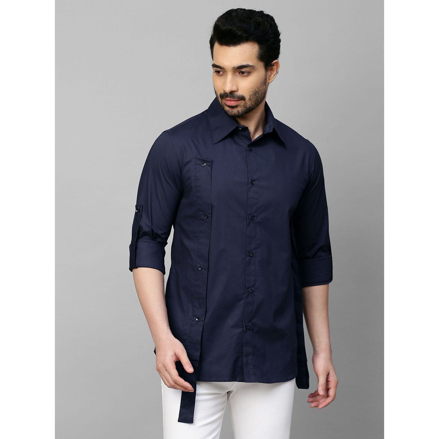 Dark blue shirt double placket