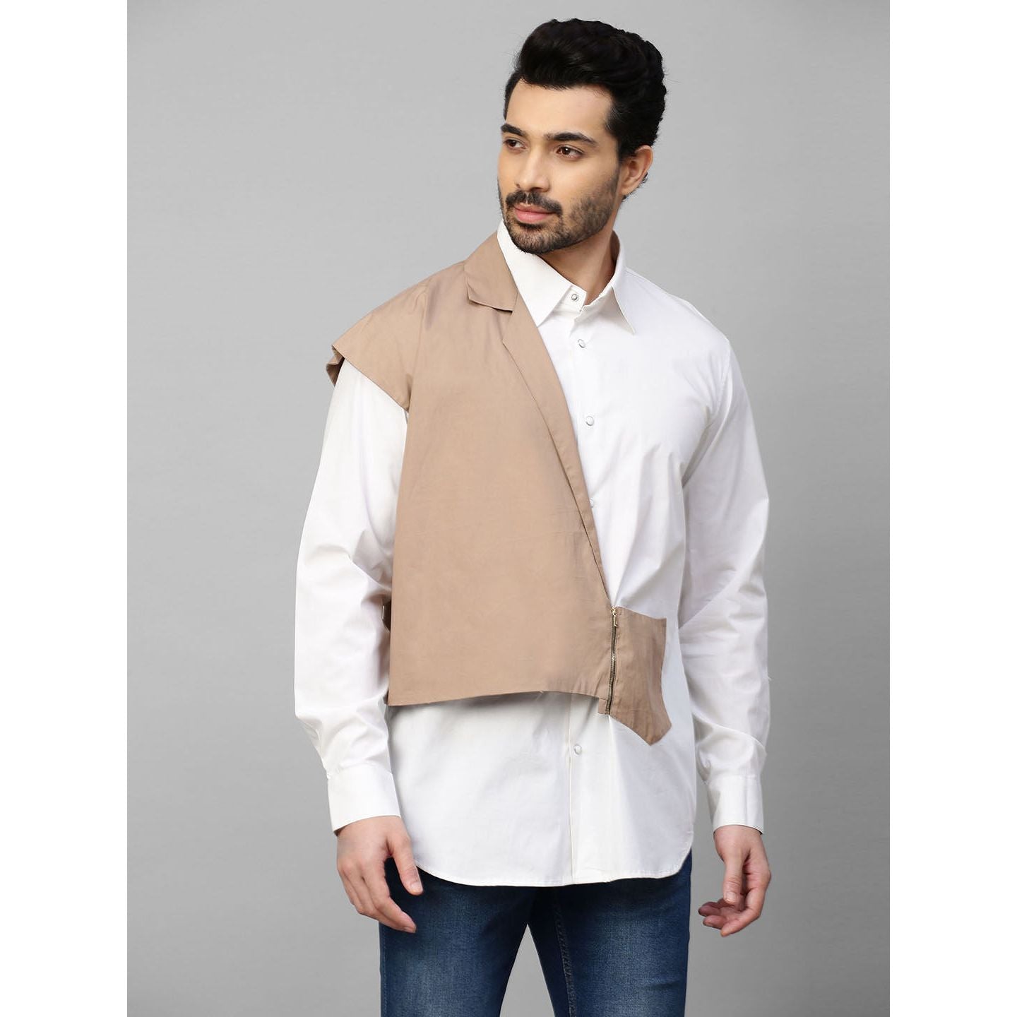 White shirt with jacket feature