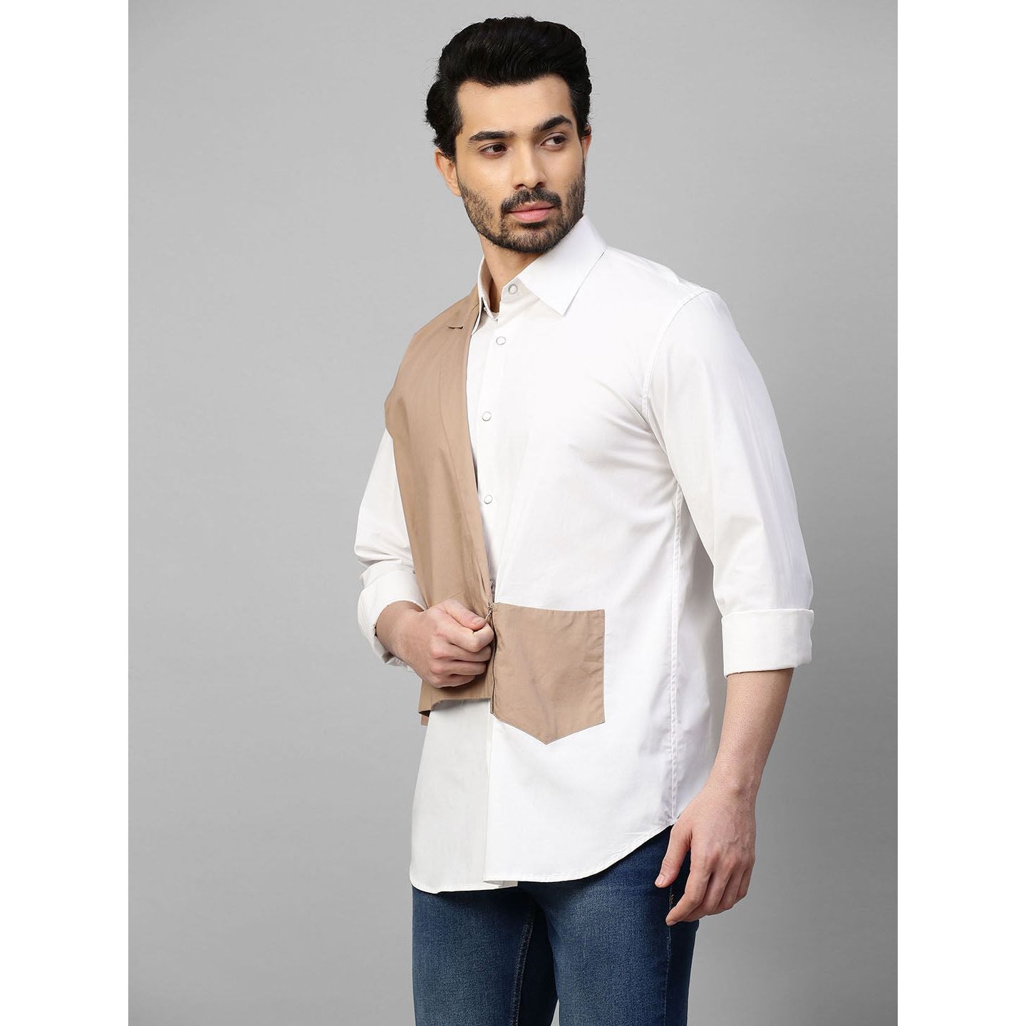 White shirt with jacket feature