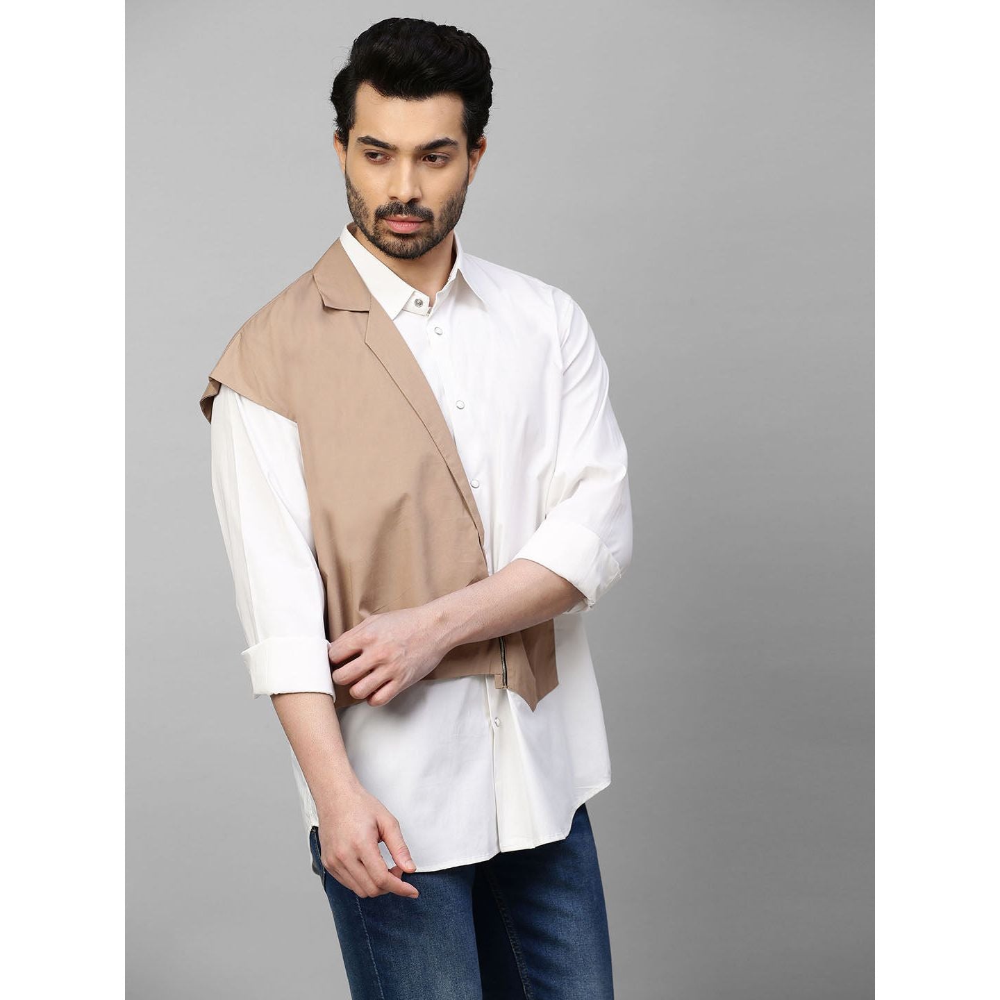 White shirt with jacket feature