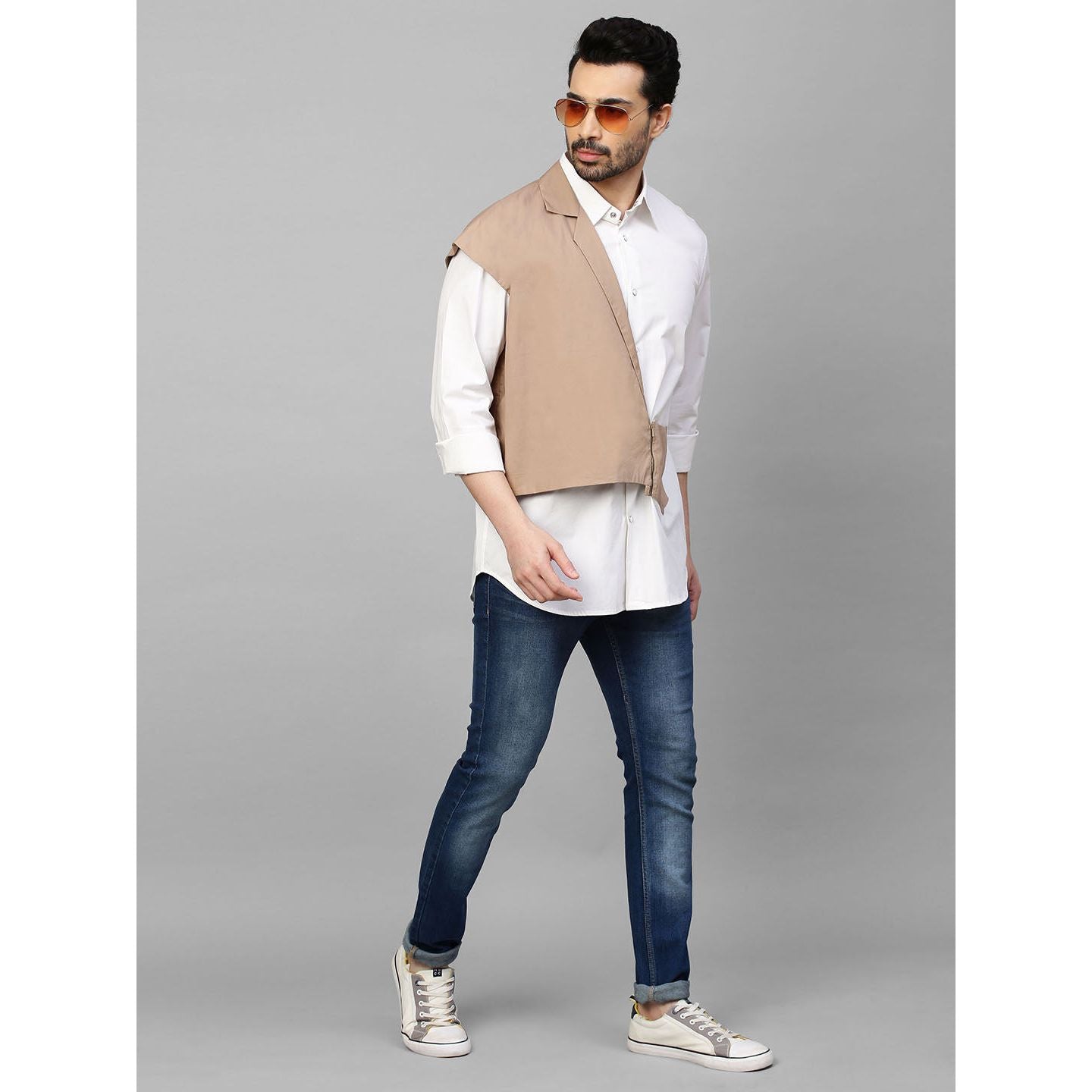 White shirt with jacket feature