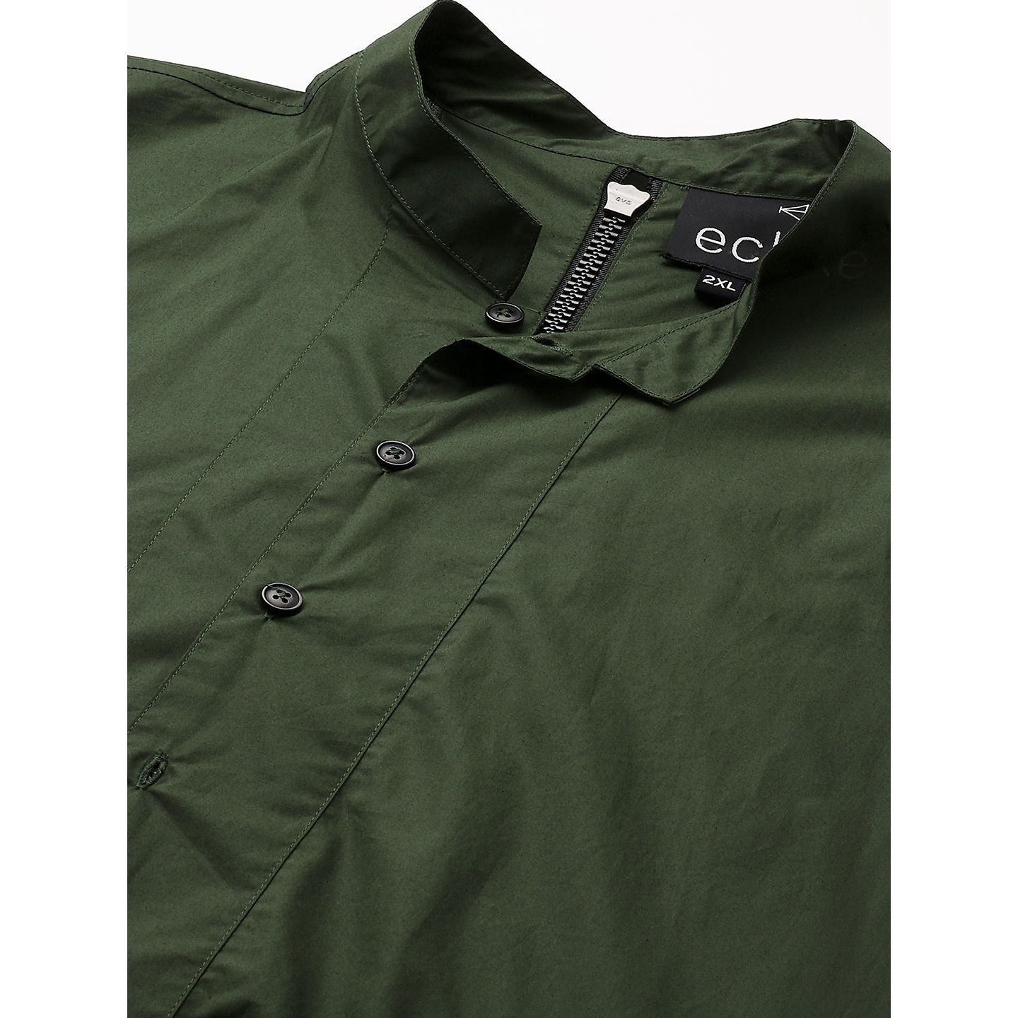 Military green shirt with chinese collar