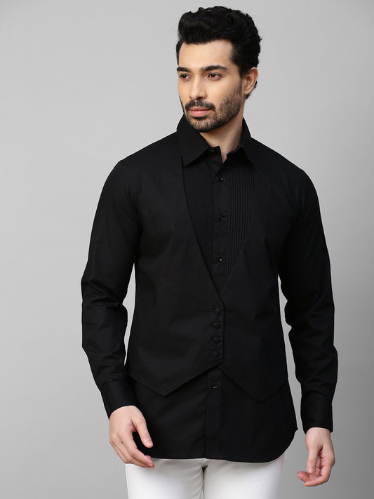 Black waistcoat feature shirt