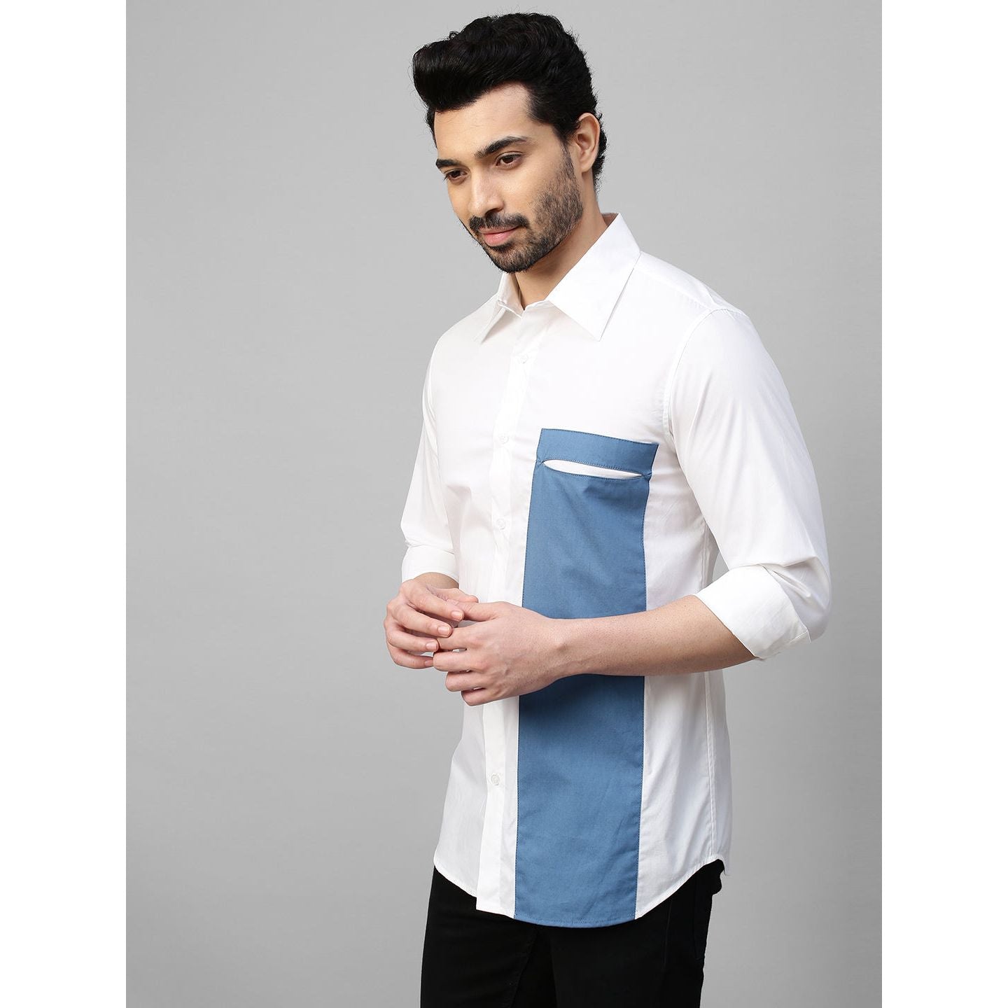 Shirt with slit pocket feature