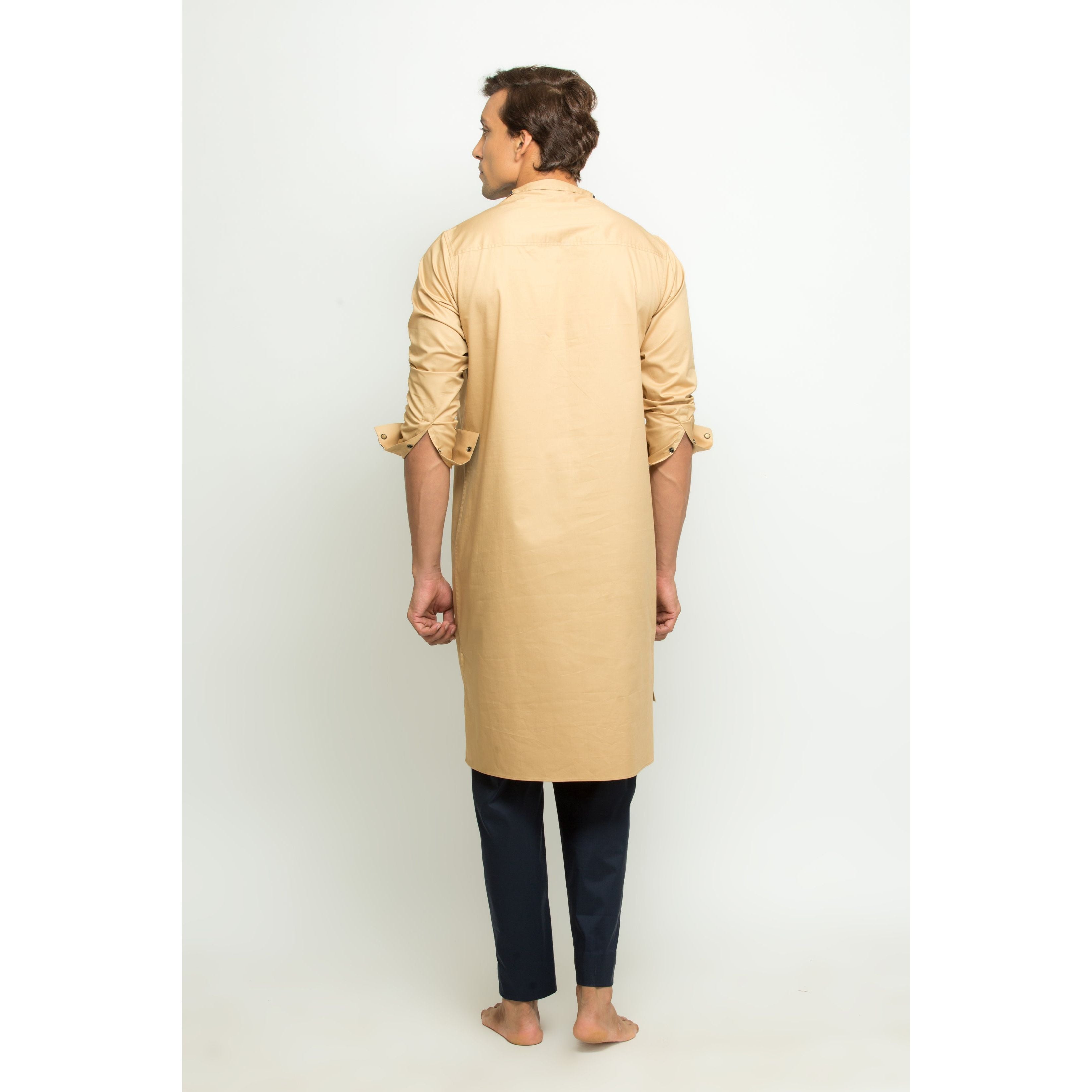 Kurta with high neck cross collar
