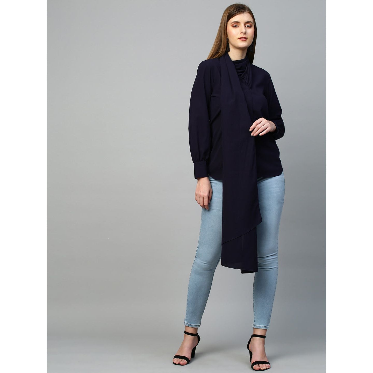 Blue top with shawl feature