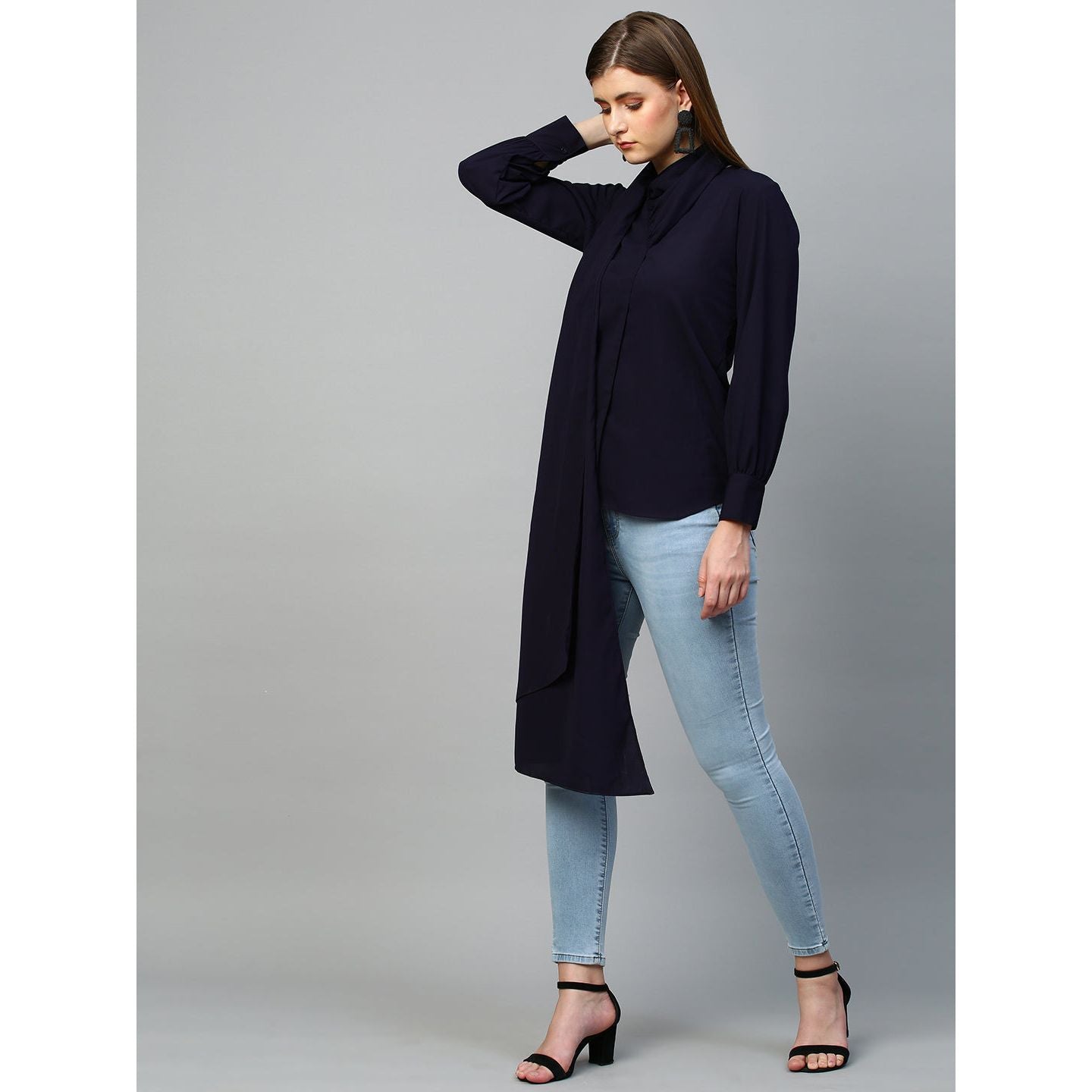 Blue top with shawl feature