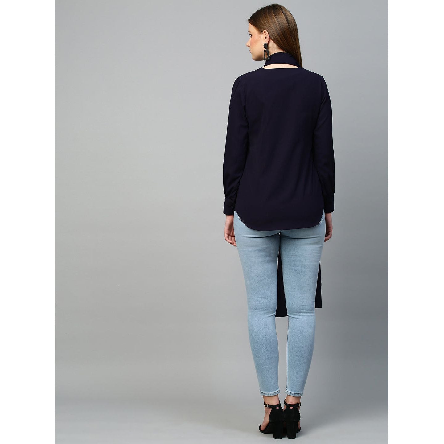 Blue top with shawl feature