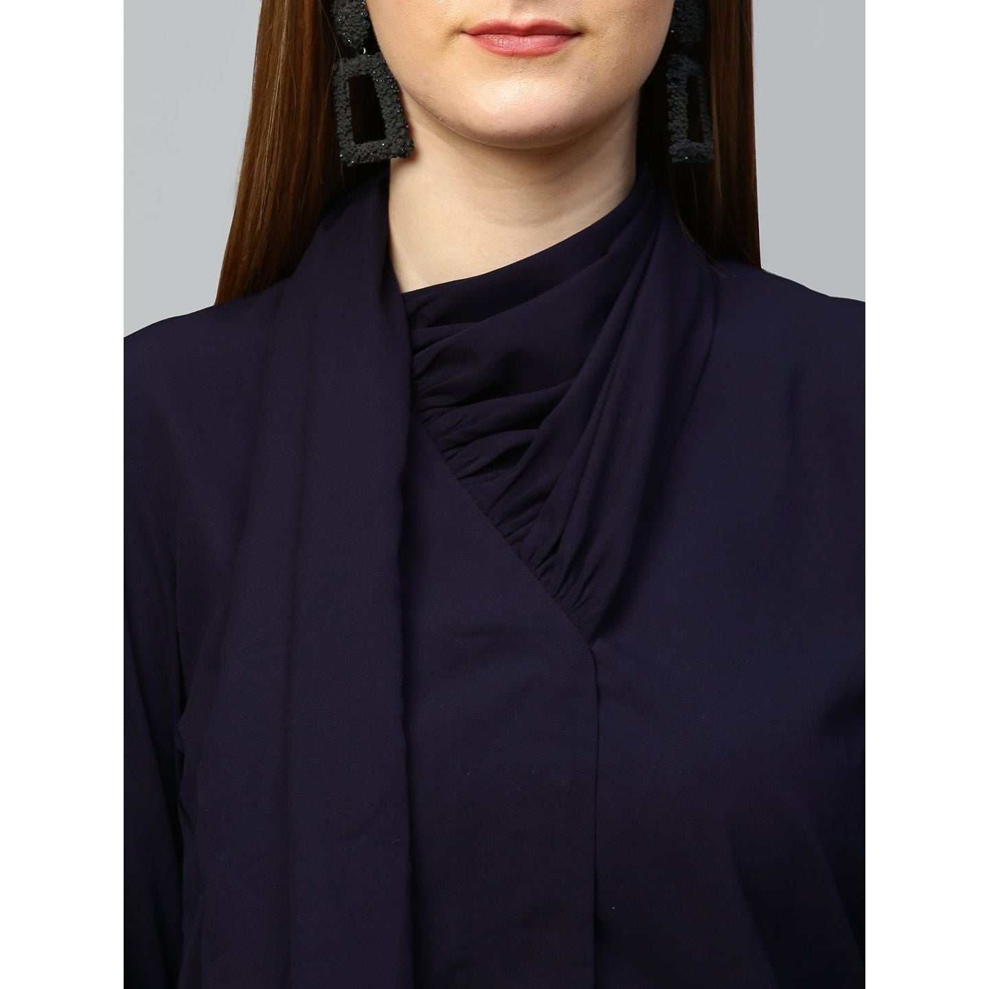 Blue top with shawl feature