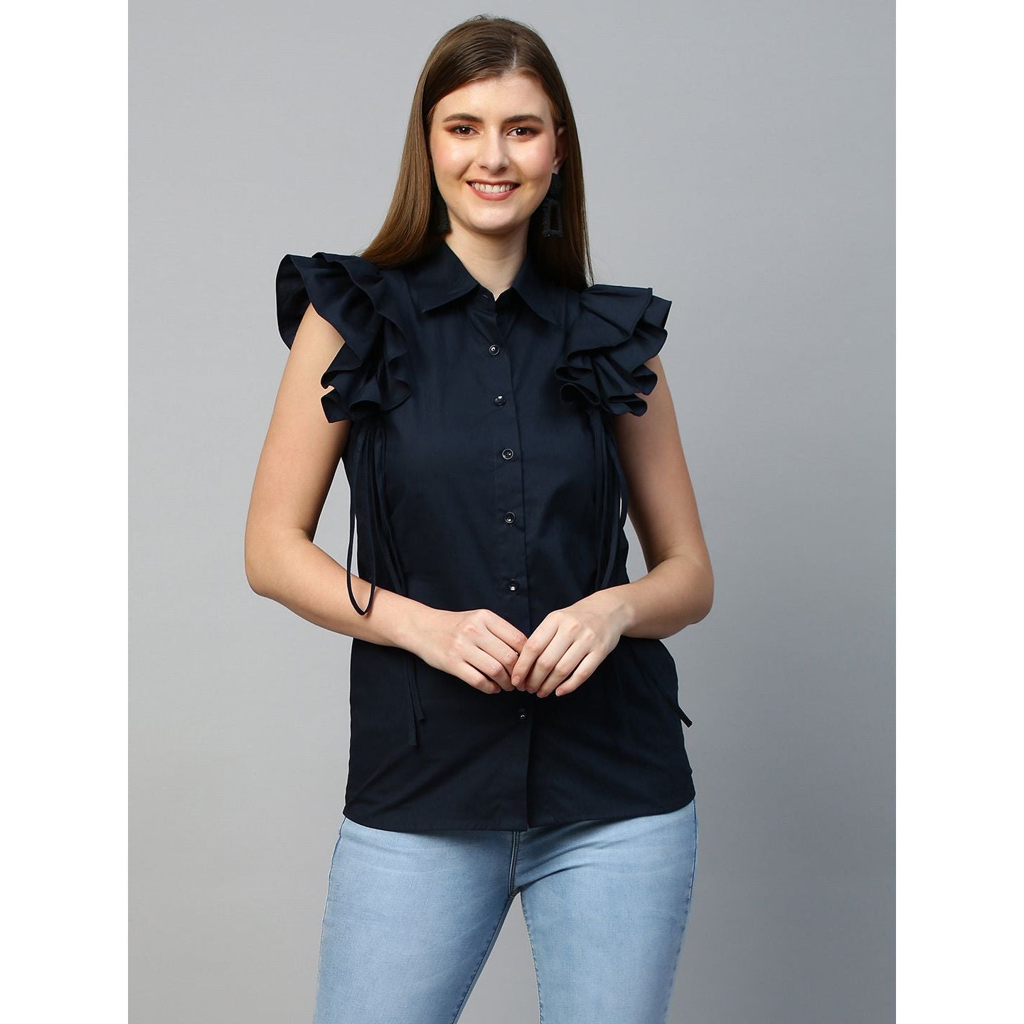 Blue sleeveless shirt