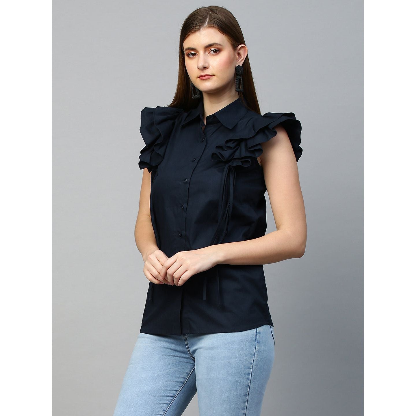 Blue sleeveless shirt