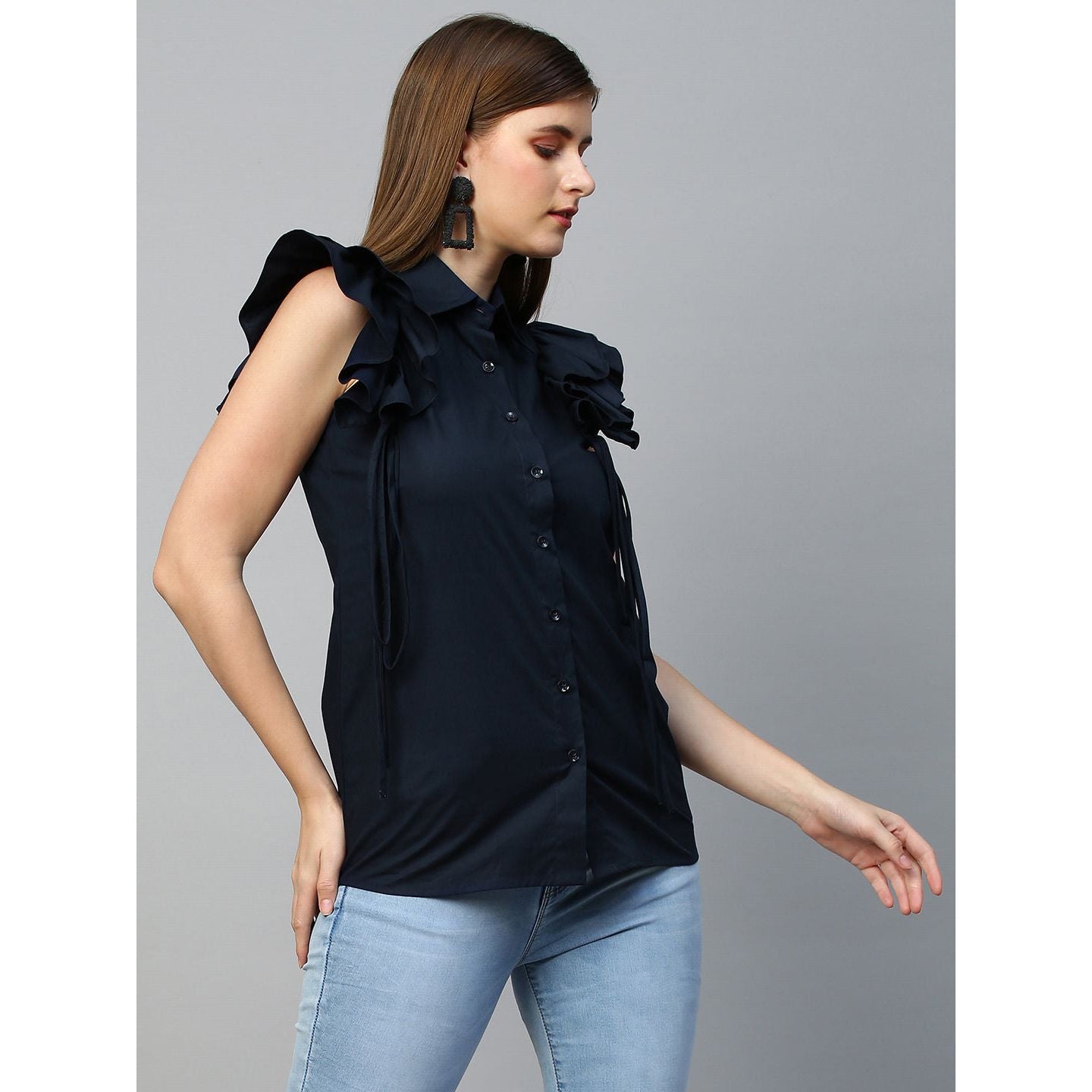 Blue sleeveless shirt