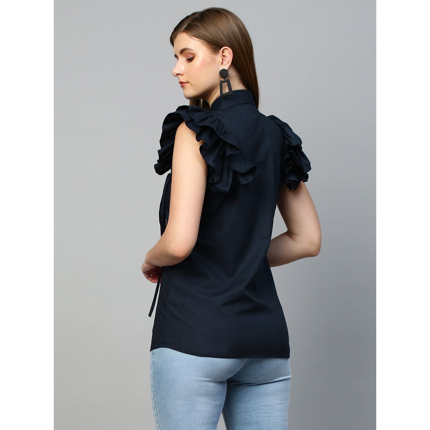 Blue sleeveless shirt