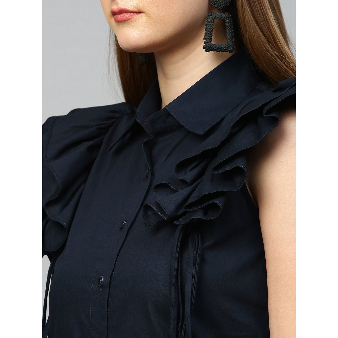 Blue sleeveless shirt