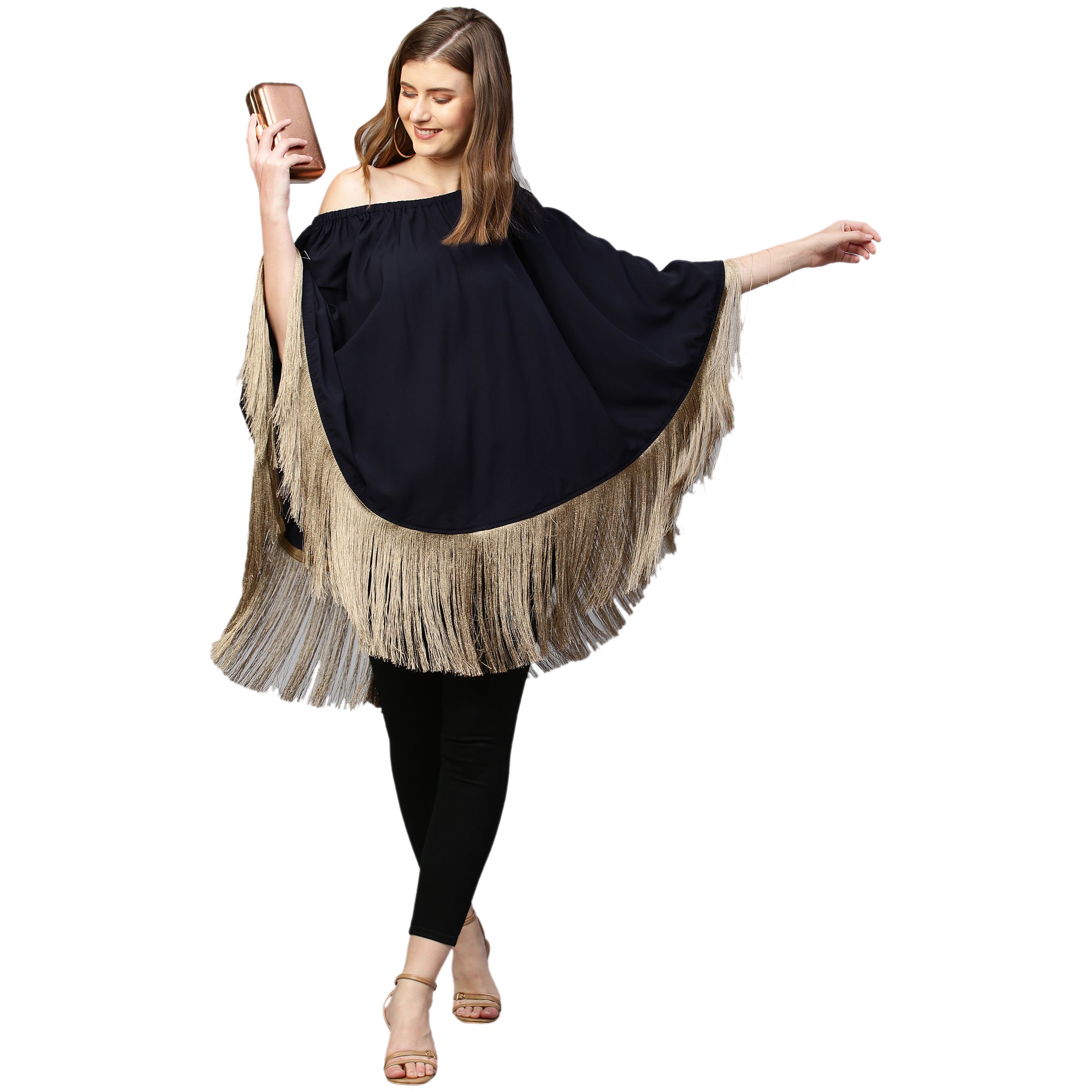 Navy blue poncho top