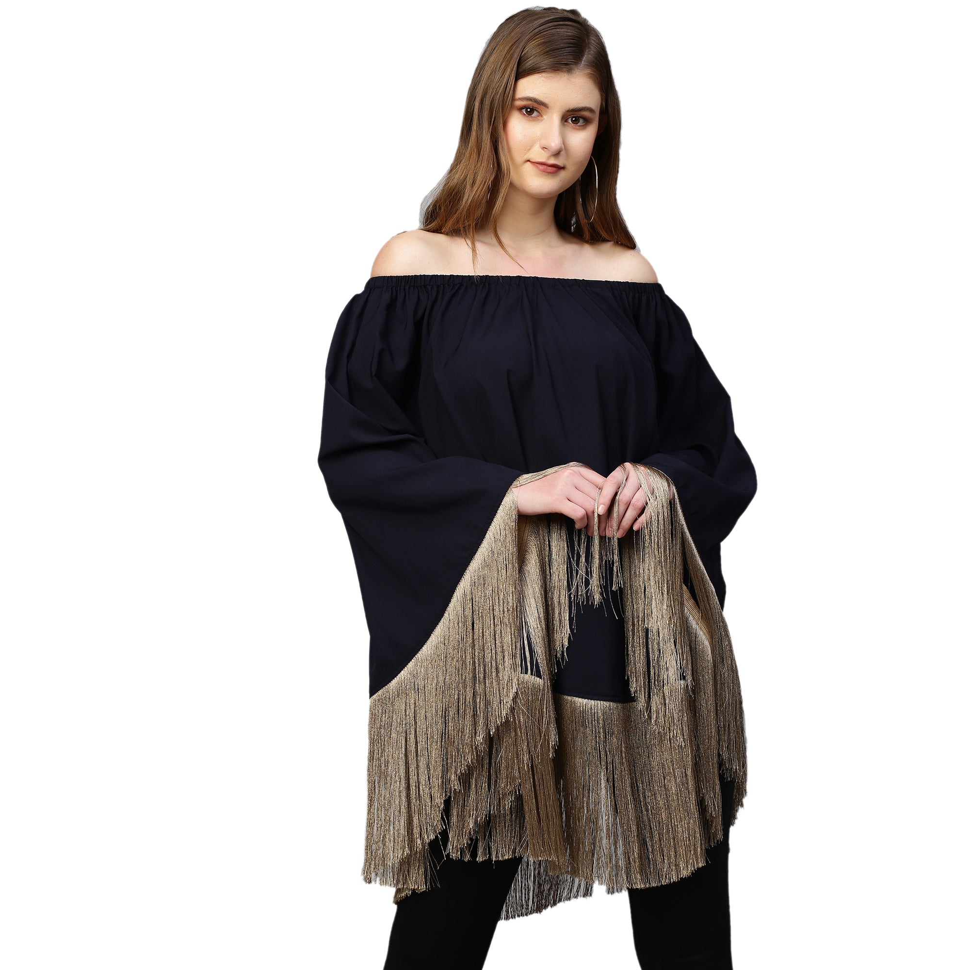 Navy blue poncho top
