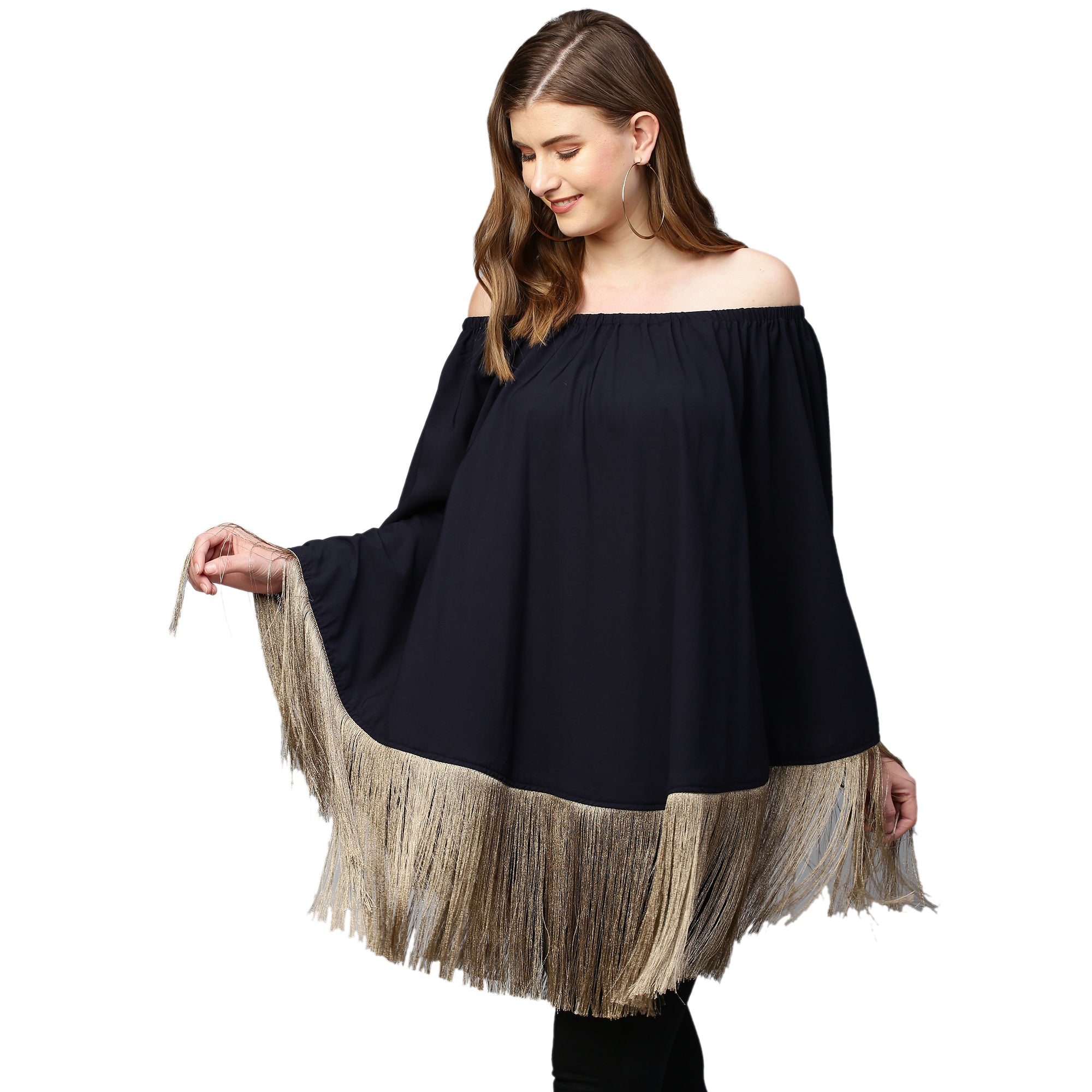 Navy blue poncho top