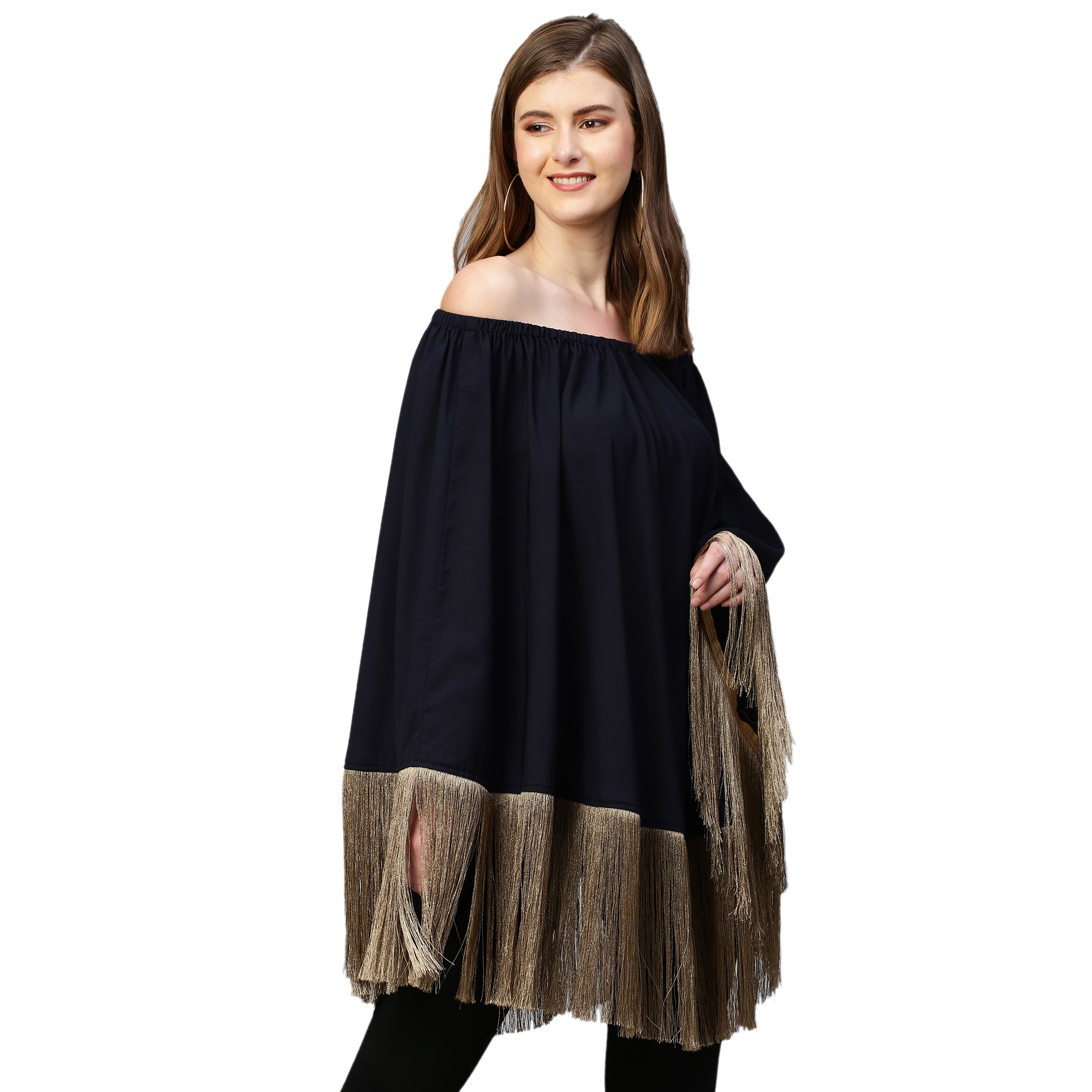 Navy blue poncho top