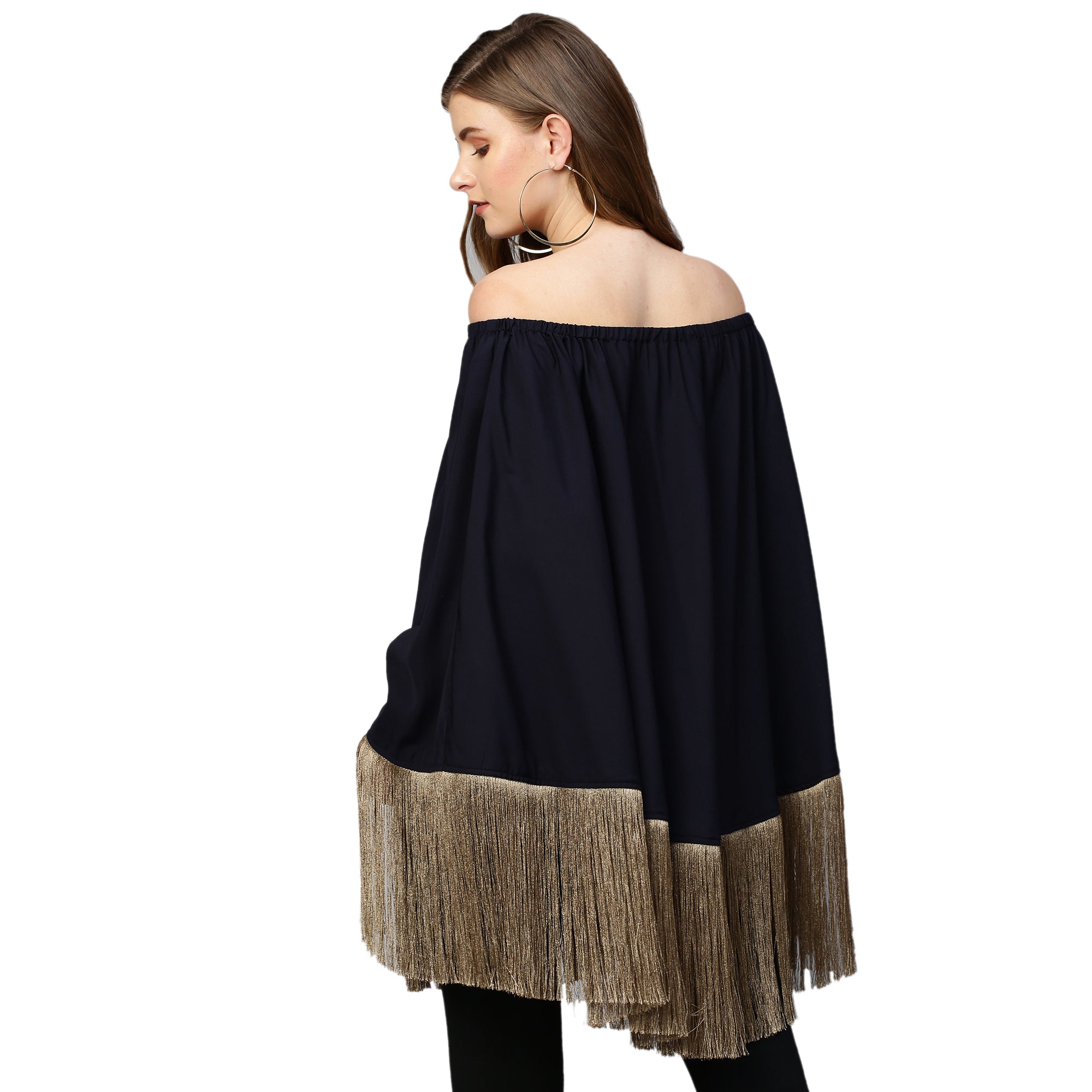 Navy blue poncho top