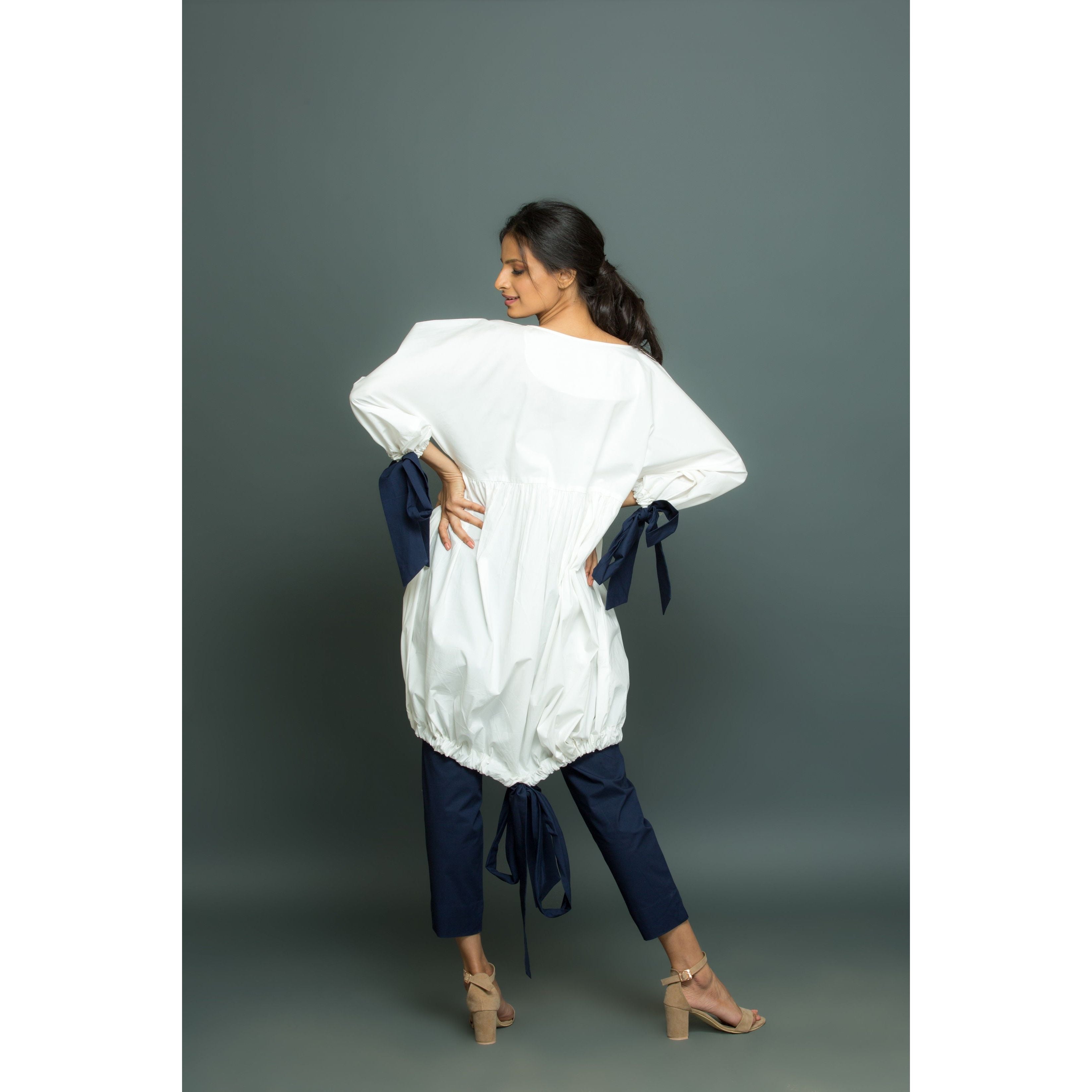 White tie-up co-ord set