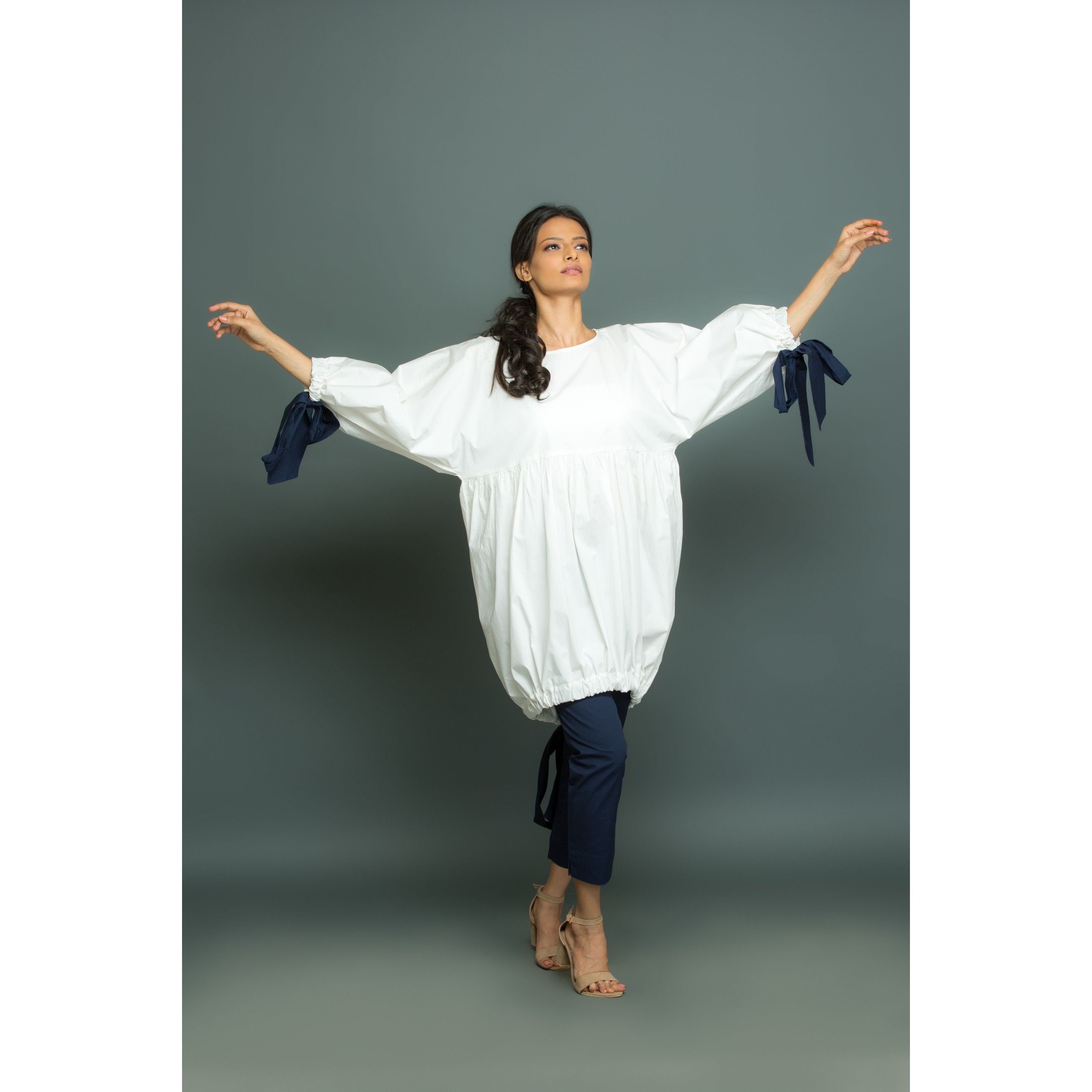 White tie-up co-ord set