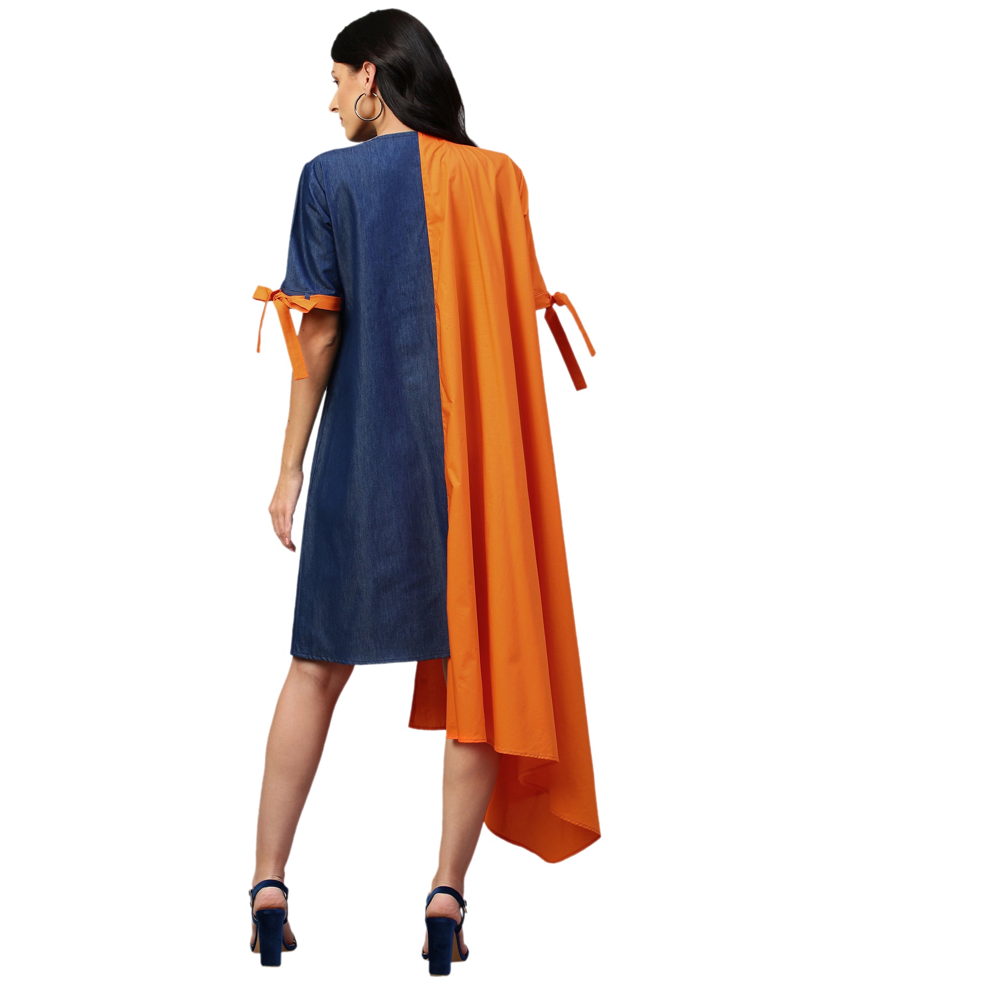 Orange and denim dress