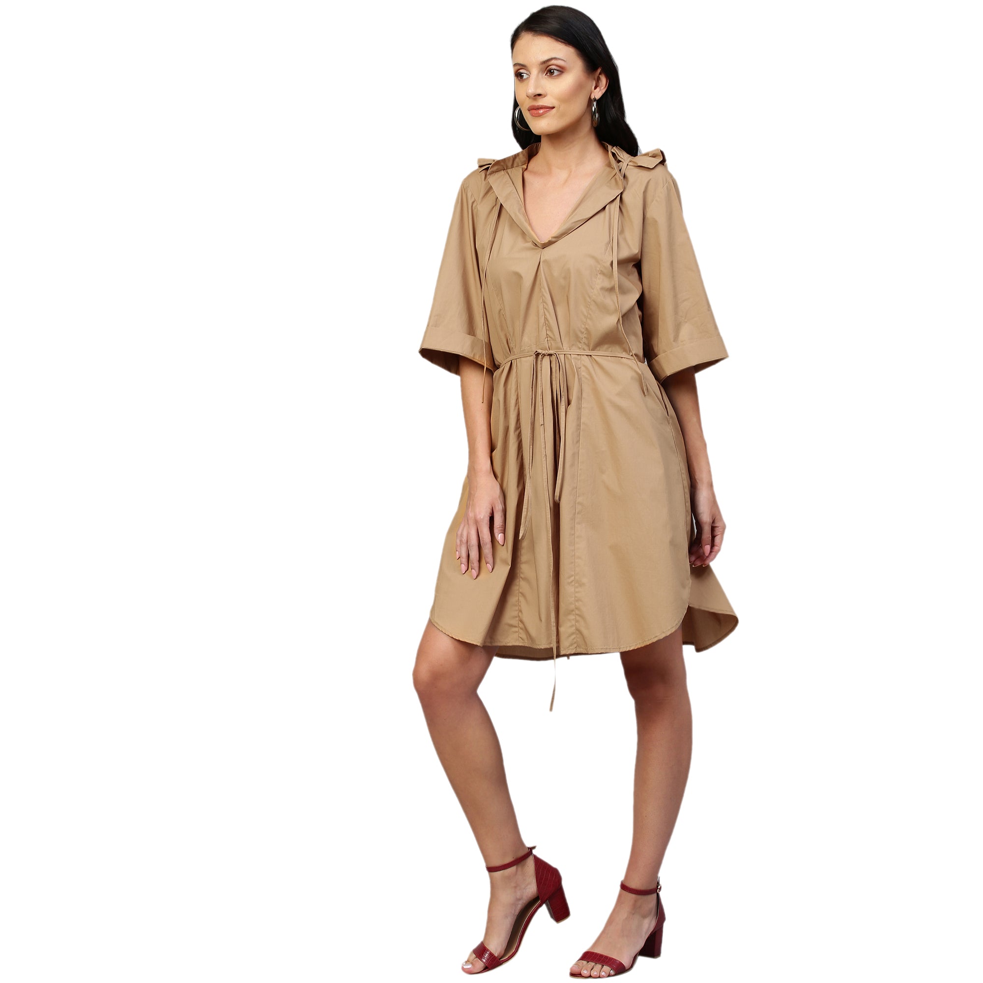 V-neck flared dress