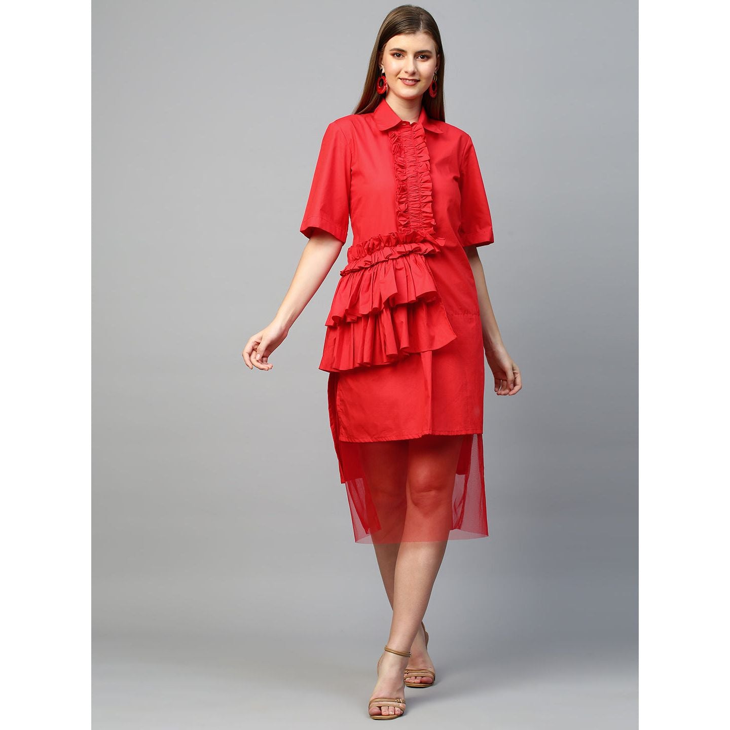 Ruffle placket dress
