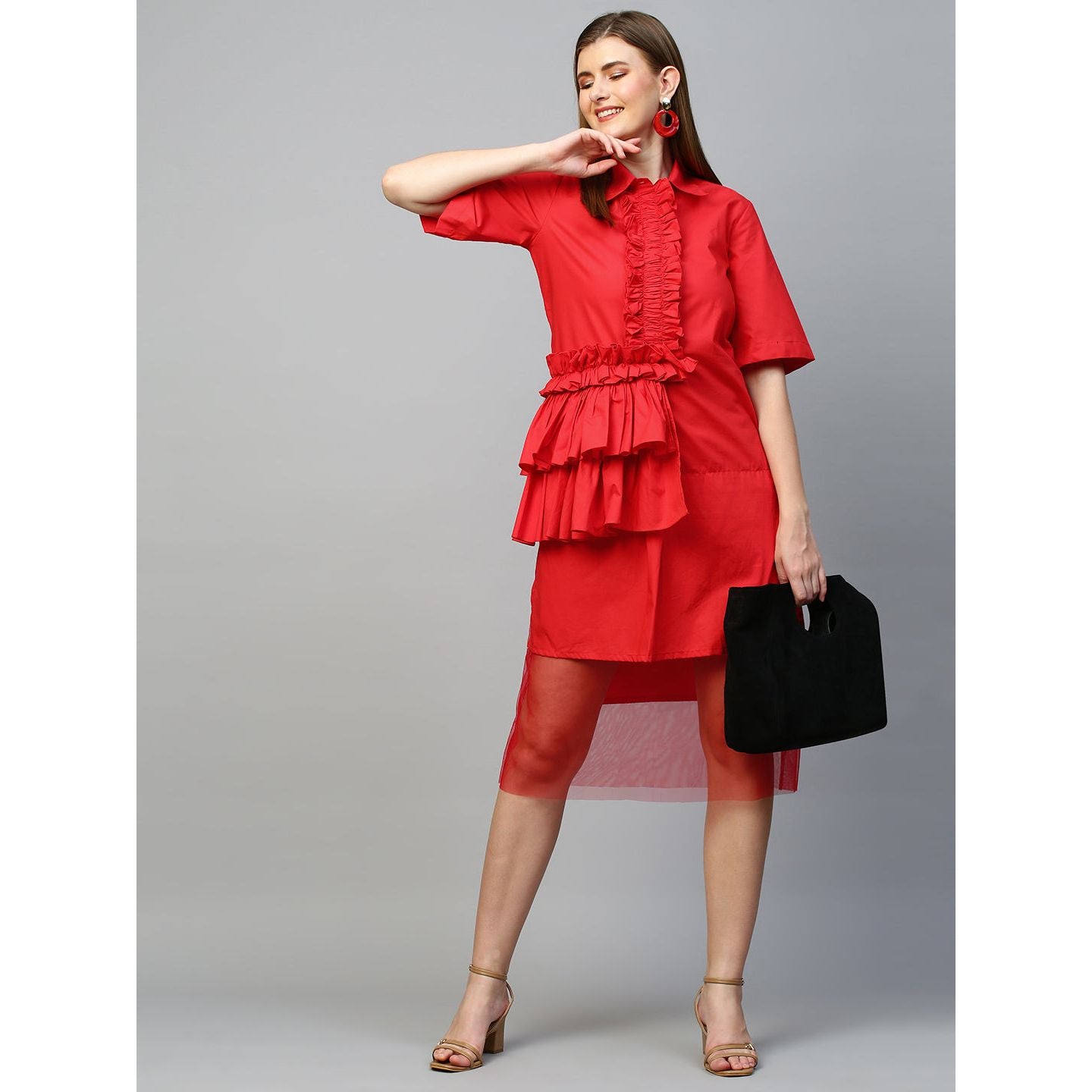 Ruffle placket dress