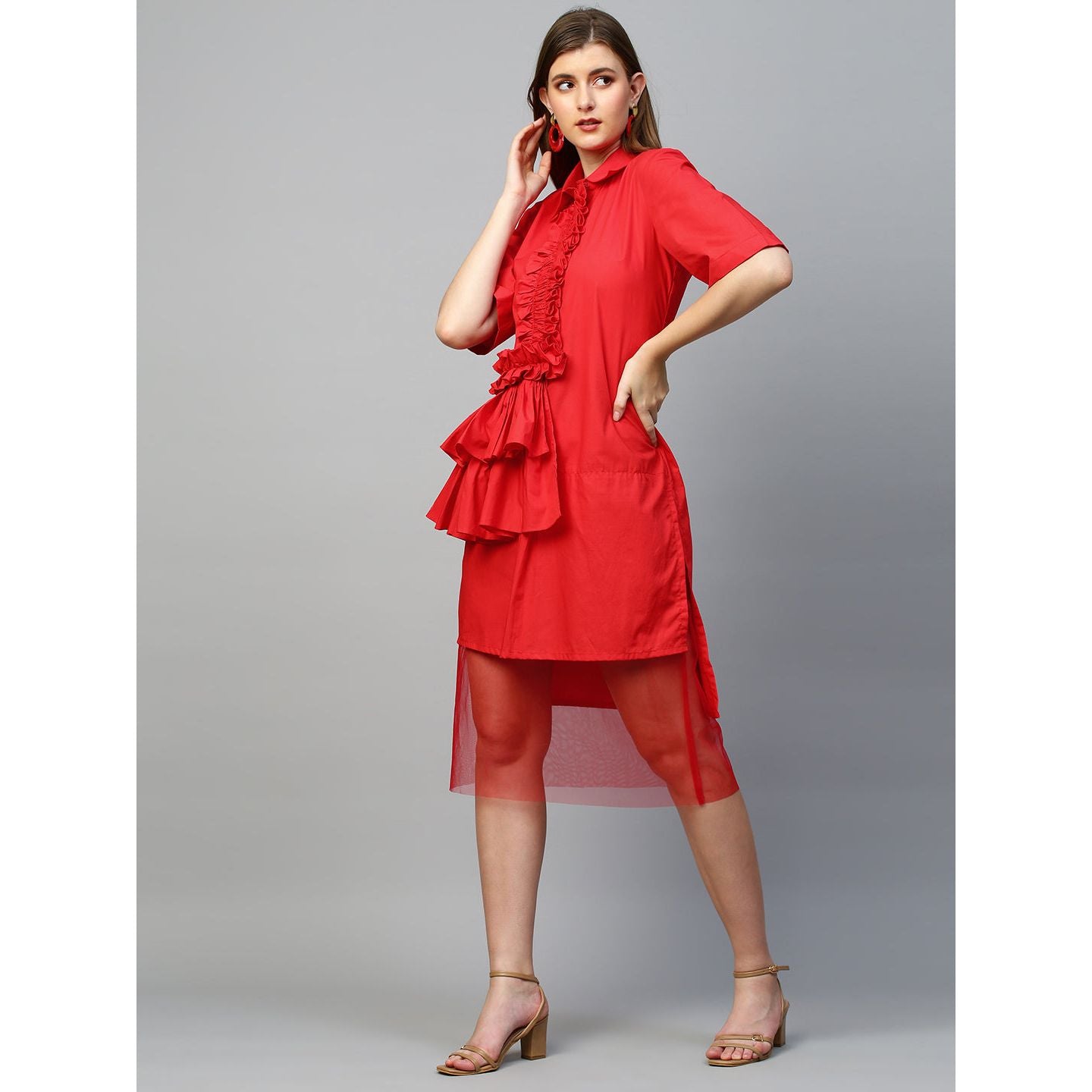 Ruffle placket dress