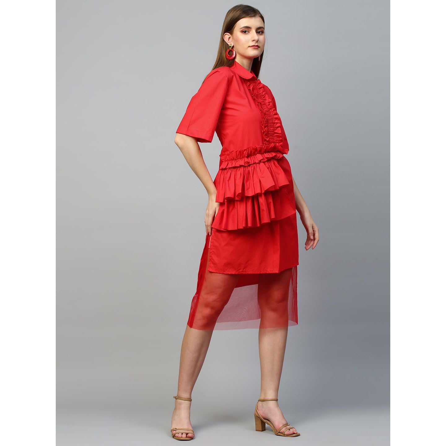 Ruffle placket dress