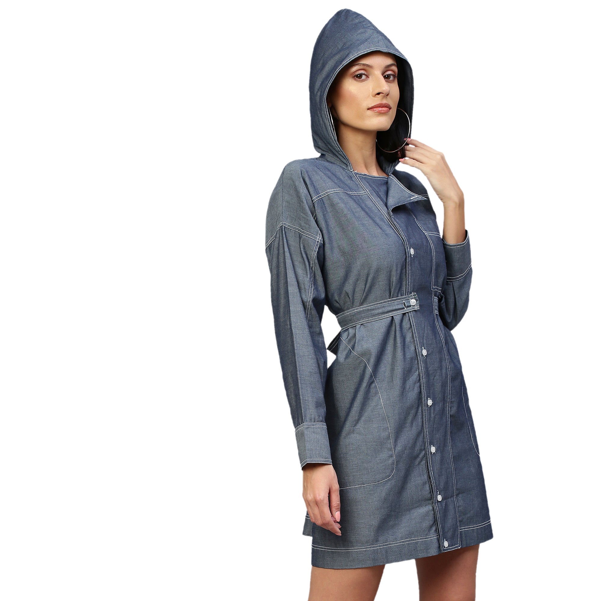 Denim hoodie dress