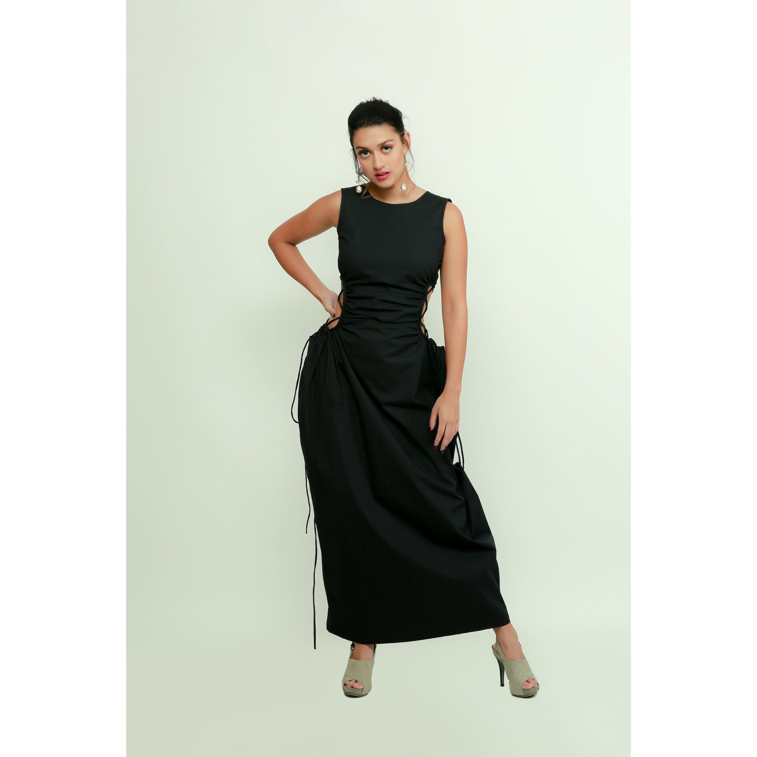 Side criss cross long dress