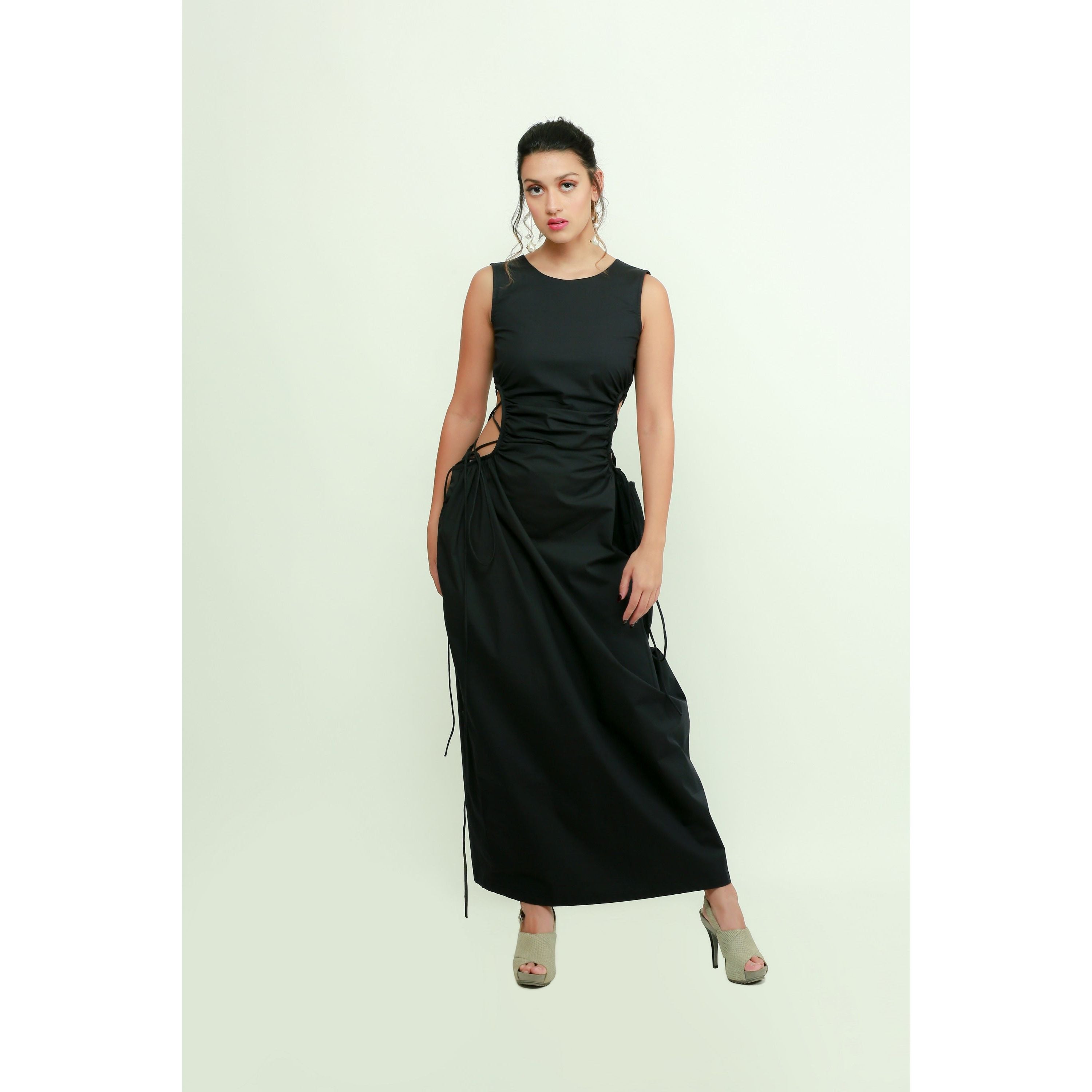 Side criss cross long dress