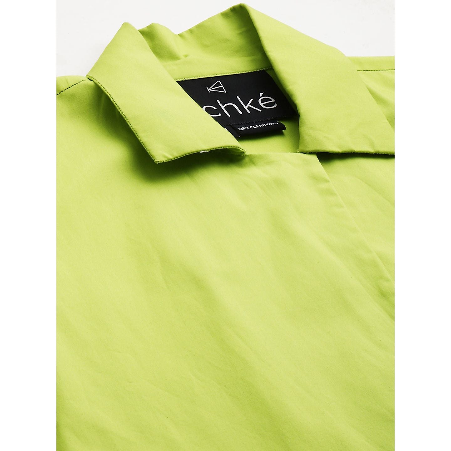 Lime green & dark khakhi tiered shirt dress