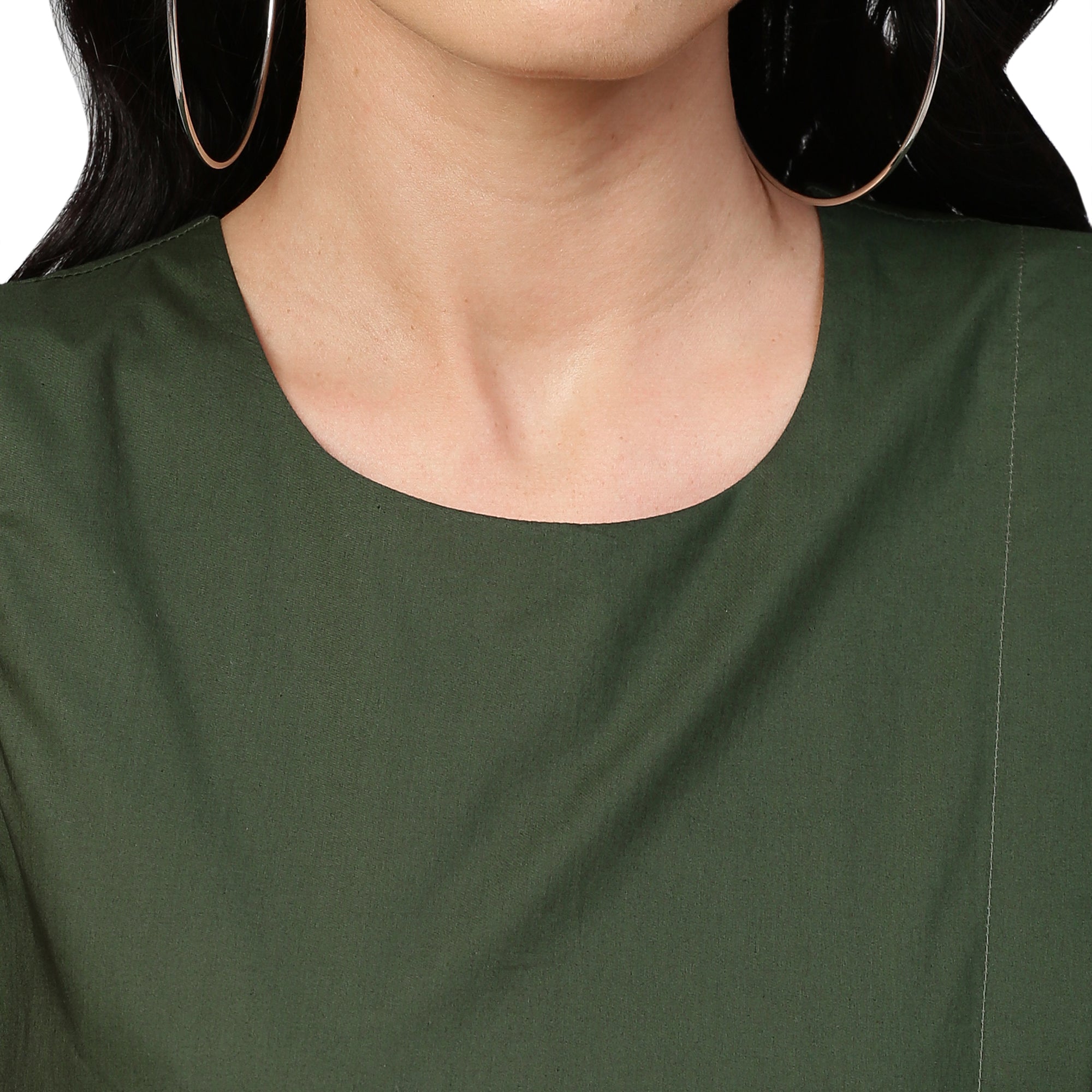 Military green long dress