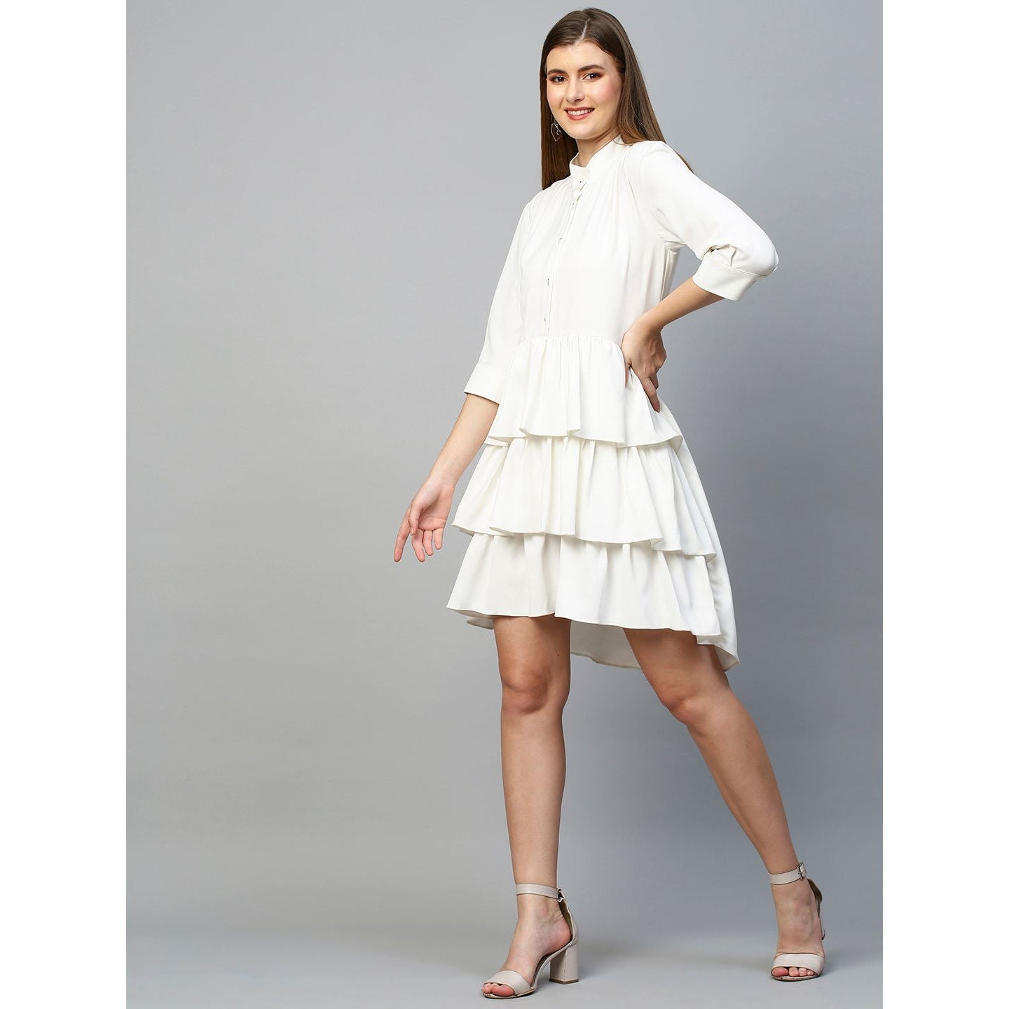 Flared layered shirt dress
