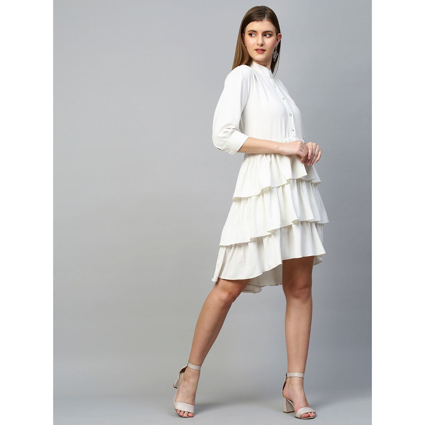 Flared layered shirt dress