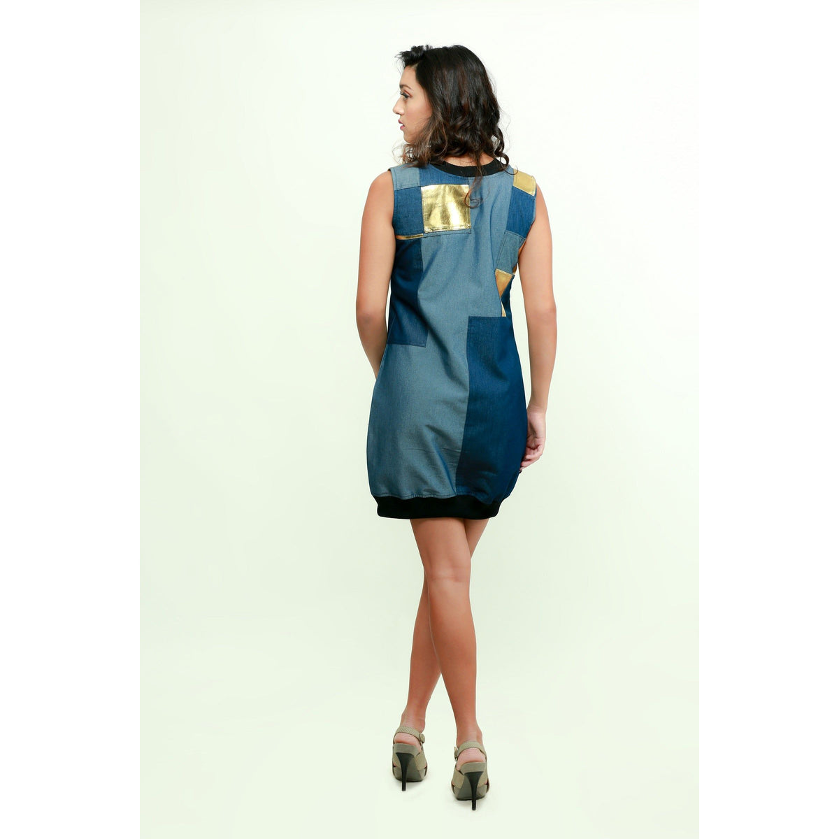 Denim & gold dress